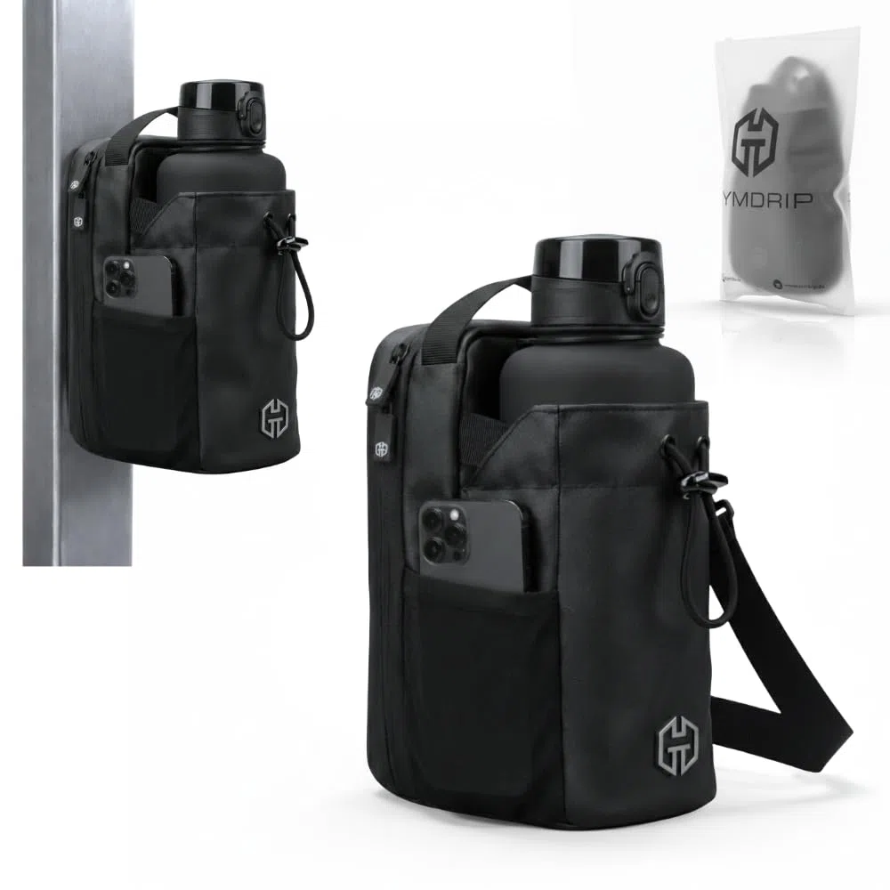 Borsa sportiva magnetica con portabottiglie da 1,5 l, portaborraccia, cellulare e accessori per allenamento, sport e uso quotidiano