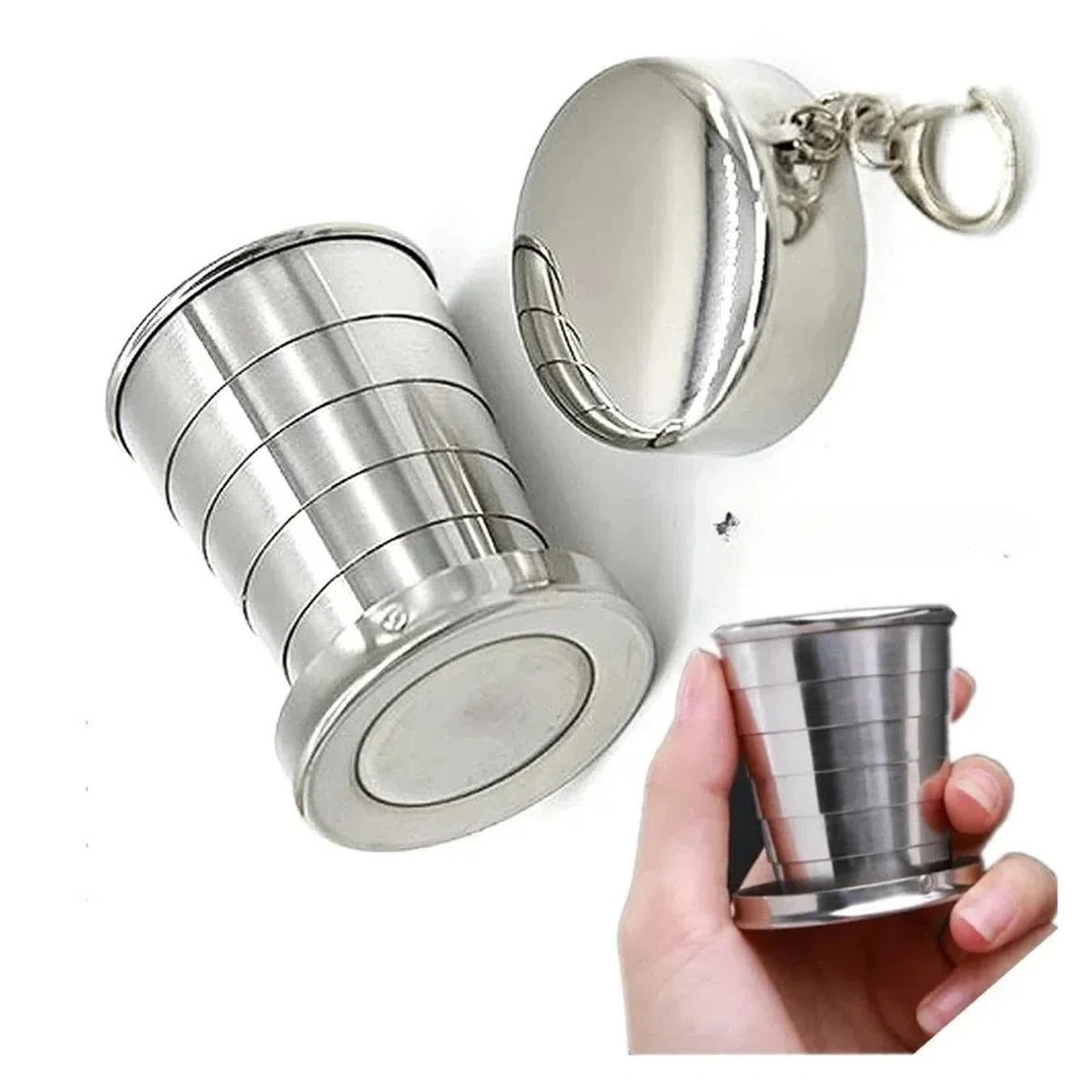 Bicchiere Acciaio Inox Pieghevole Tazza pieghevole in acciaio inossidabile | Tazze pieghevoli telescopiche for bere acqua portatile for viaggi all'aperto