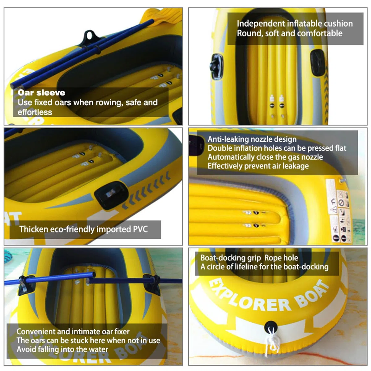 Gommone, 150 x 90 cm, gonfiabile, gonfiabile, per 1 persona, kayak, fiume portatile pieghevole con 2 pagaie, per sport acquatici all'aria aperta