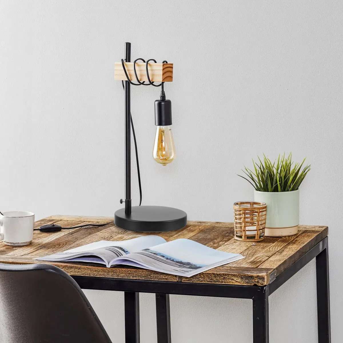 Gatuida Base per Lampada da Scrivania Nero Supporto Stabile per Lampade Braccio Snodabile Accessorio DIY per Illuminazione da Tavolo Elegante e