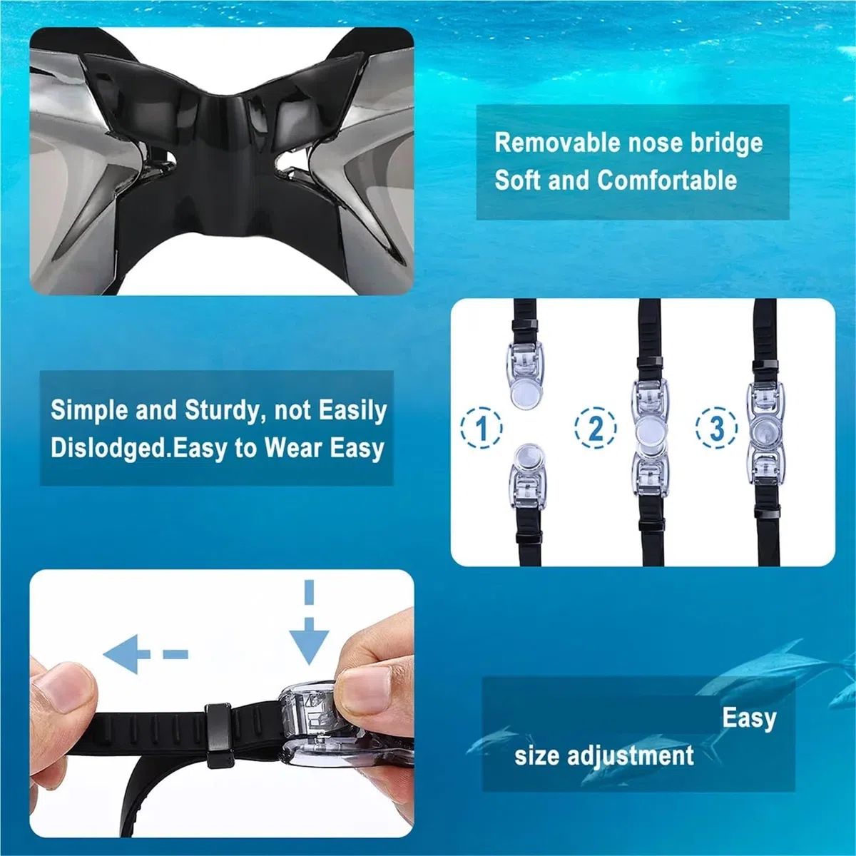 Occhialini da Nuoto Occhialini da Nuoto Professionali for Adulti con Lenti antiappannamento for Uomo e Donna, Impermeabili, Regolabili, in Silicone per Adulti Adolescenti