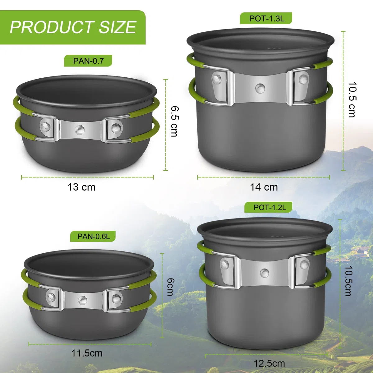 AUTOPkio Set di Pentole da Campeggio, 18 PCS Pentola e Padella Campeggio | Alluminio Fornello da Campeggio, Tazza, Posate Pieghevoli Stoviglie Campeggio per Picnic Trekking Escursionismo