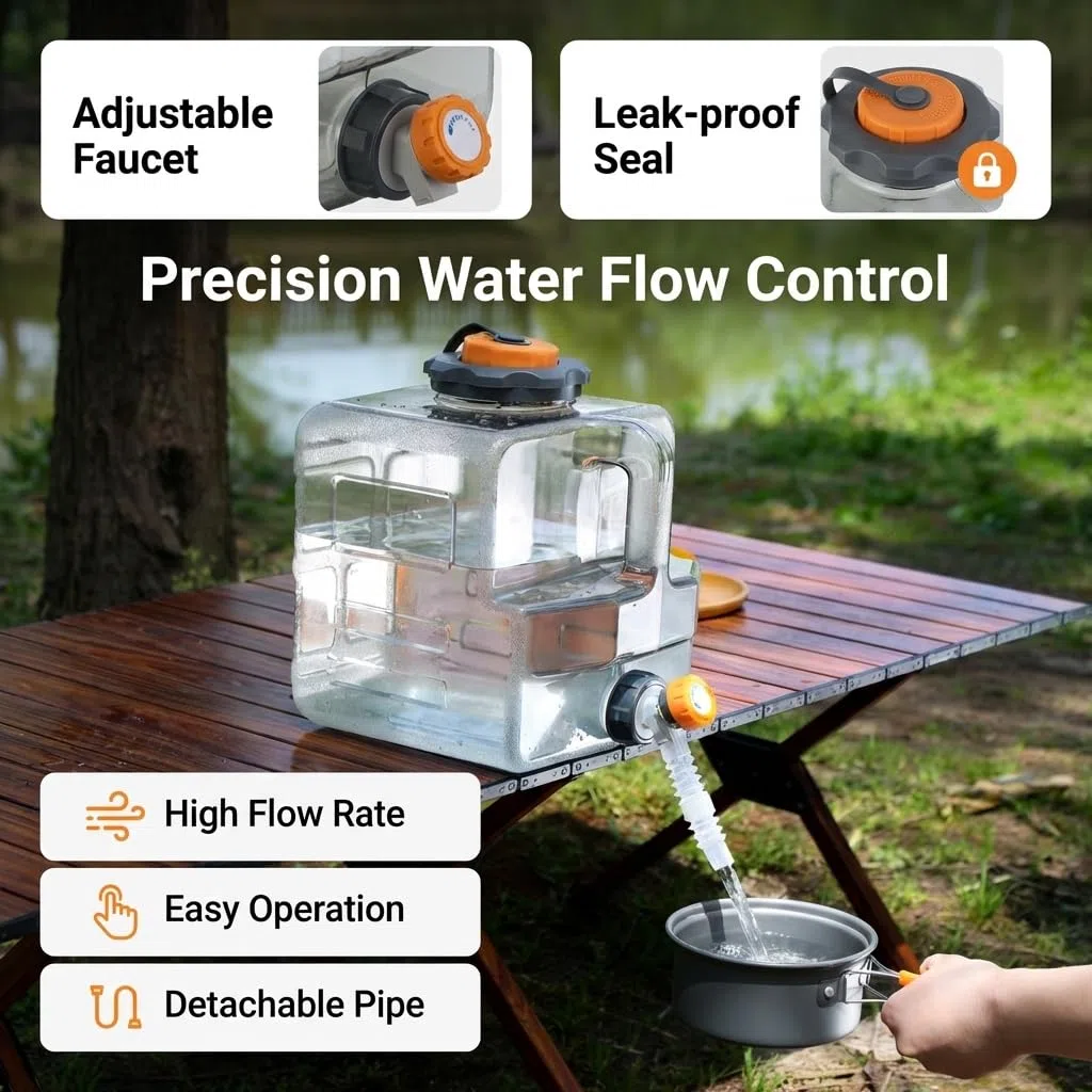 8-20L Tanica Acqua con Rubinetto, Canister d'Acqua per Campeggio Compatibile con Pompe ad Acqua elettriche, Serbatoio d'Acqua Portatile per Campeggio, Outdoor, Pesca, Feste, RV