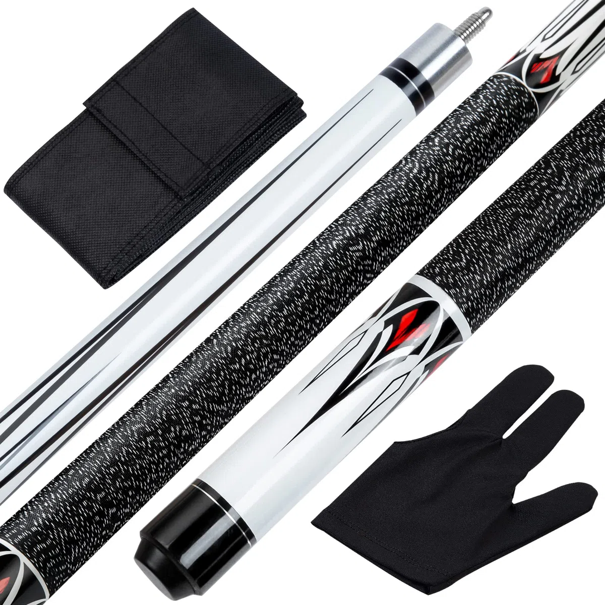1/2 Pool Cue Stick - 58 inch Maple Billiard Pool Stick, Maple Pool Cue Stick Kit, 2-Piece Billiard Pool Cue Stick Set(with Cue Bag & Glove)