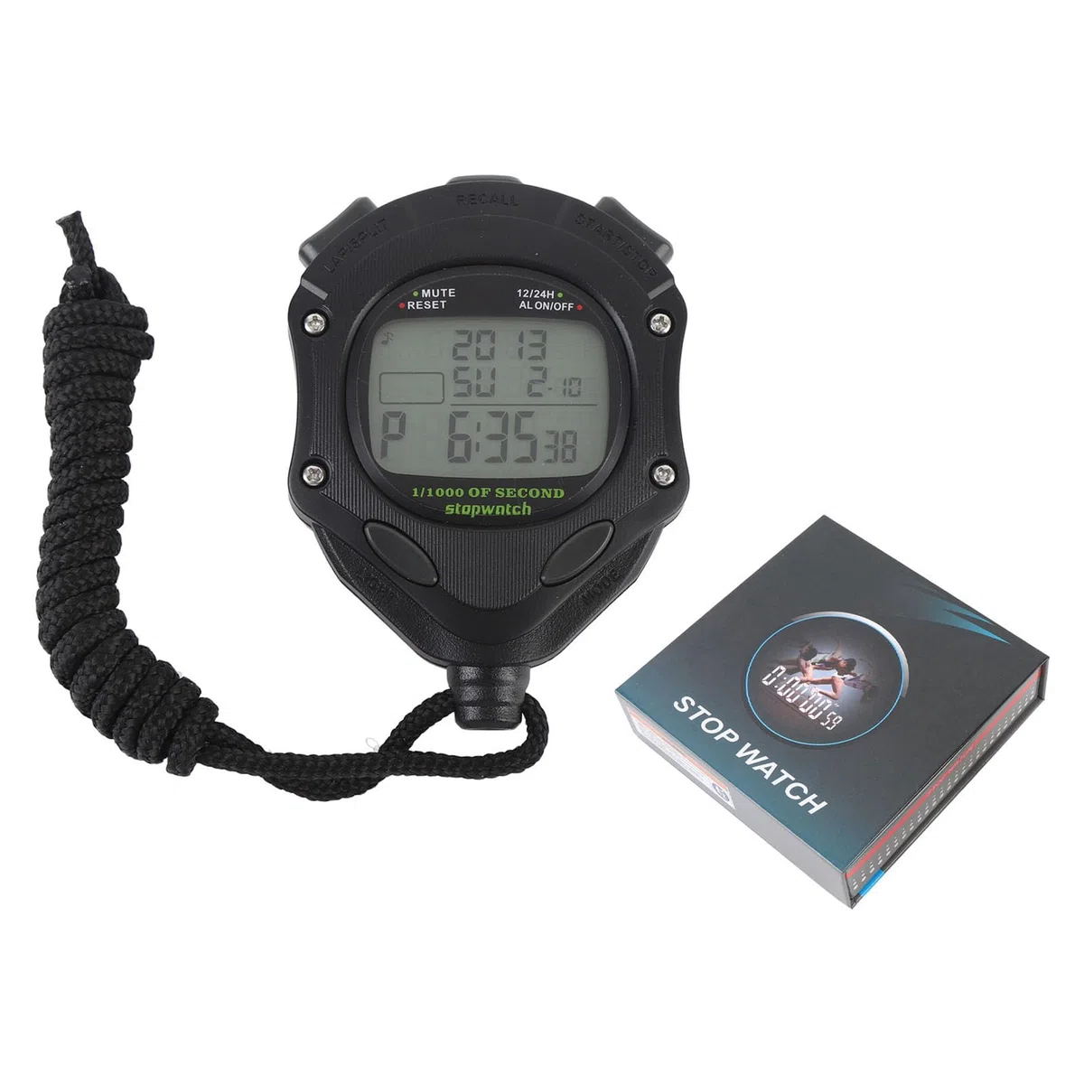 BuyWeek Cronometro Sportivo, Cronometro Digitale ABS Portatile Cronografo Timer con Night Light Alarm per Racing Nuoto
