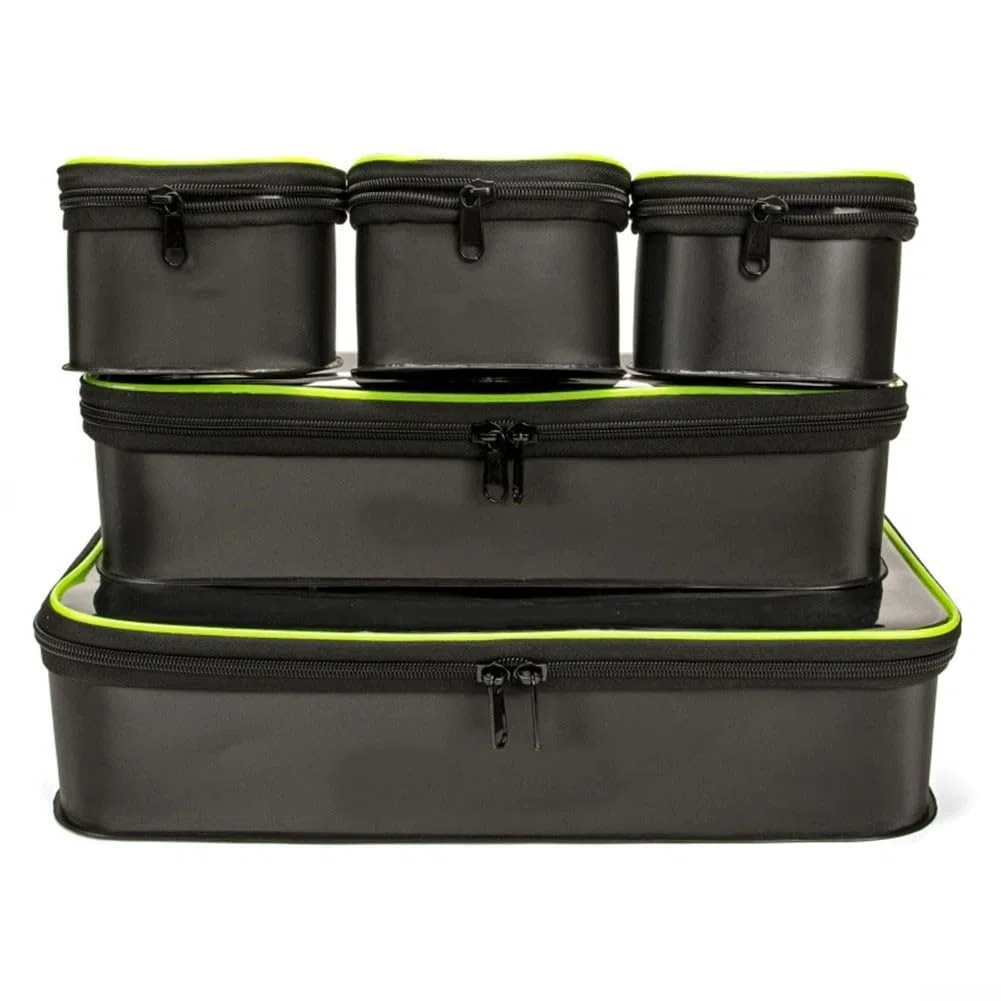 Borsa impermeabile per pesca organizer 5 in 1 EVA Carp Bag Set di secchi per pesci vivi Kit scatola per attrezzatura da pesca secchio da pesca nero