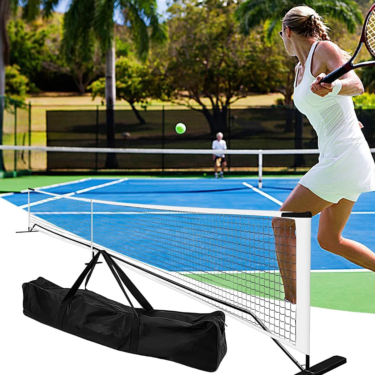 Rete da Allenamento per Pickleball 9,5 kg, Larghezza 6,7 m, Portatile, | Rete a Maglie Pickleball Adatta per Giocare a Tennis, Badminton, su e Cortile di Casa