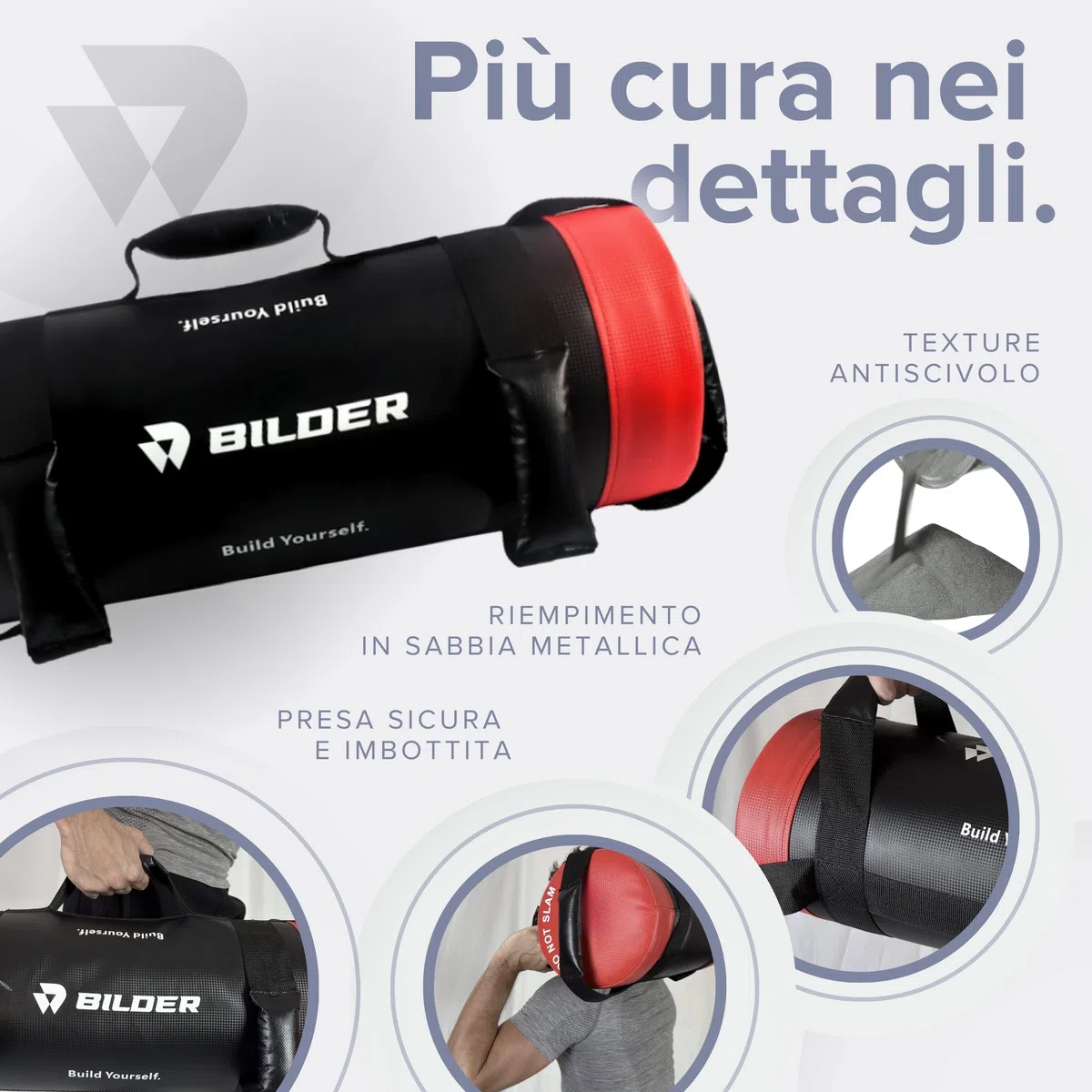 BILDER - Powerbag Compatto 5 Kg con Sabbia Metallica, Sandbag Fitness per Forza, Resistenza e Core Training, Sacco Pesi Palestra con Maniglie Multiple, Attrezzi Palestra Casa per Allenamento Completo