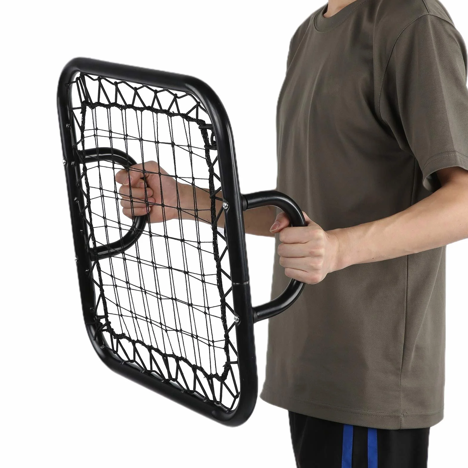 Rete di rimbalzo per calcio, rete di rimbalzo per calcio, rete di rimbalzo per calcio, 19,7x19,7x4,7 pollici, rete di rimbalzo per calcio portatile in metallo + polietilene, diametro della maglia di