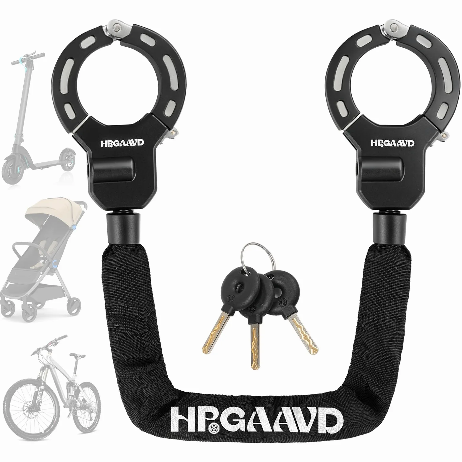 Antifurto Monopattino Elettrico，Antifurto Bicicletta，Lucchetto a Catena，Lucchetto ad alta sicurezza Catena da 8 mm per Scooter Elettrico/Biciclette/E-Bike/Passeggino/Moto