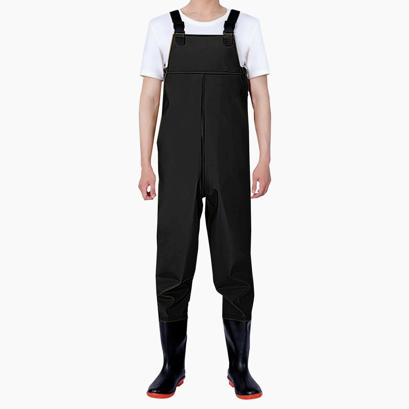 Pantaloni da pesca da uomo, impermeabili, in neoprene, con stivali, per pesca in acqua fredda e attività all'aperto, pagliaccetti, stivali da pesca, stivali di gomma antiscivolo