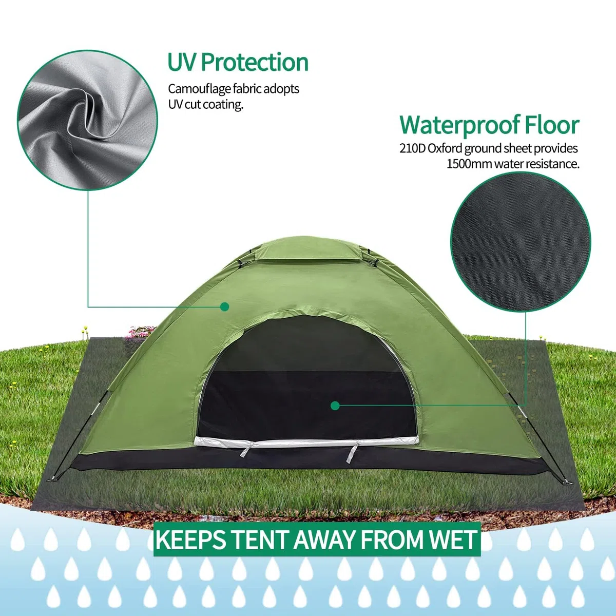 Tenda Campeggio 2 Posti, Impermeabile Ultraleggera Tenda da Campeggio, Facile da Installare, dimensioni ridotte, per esterni, ciclismo, trekking