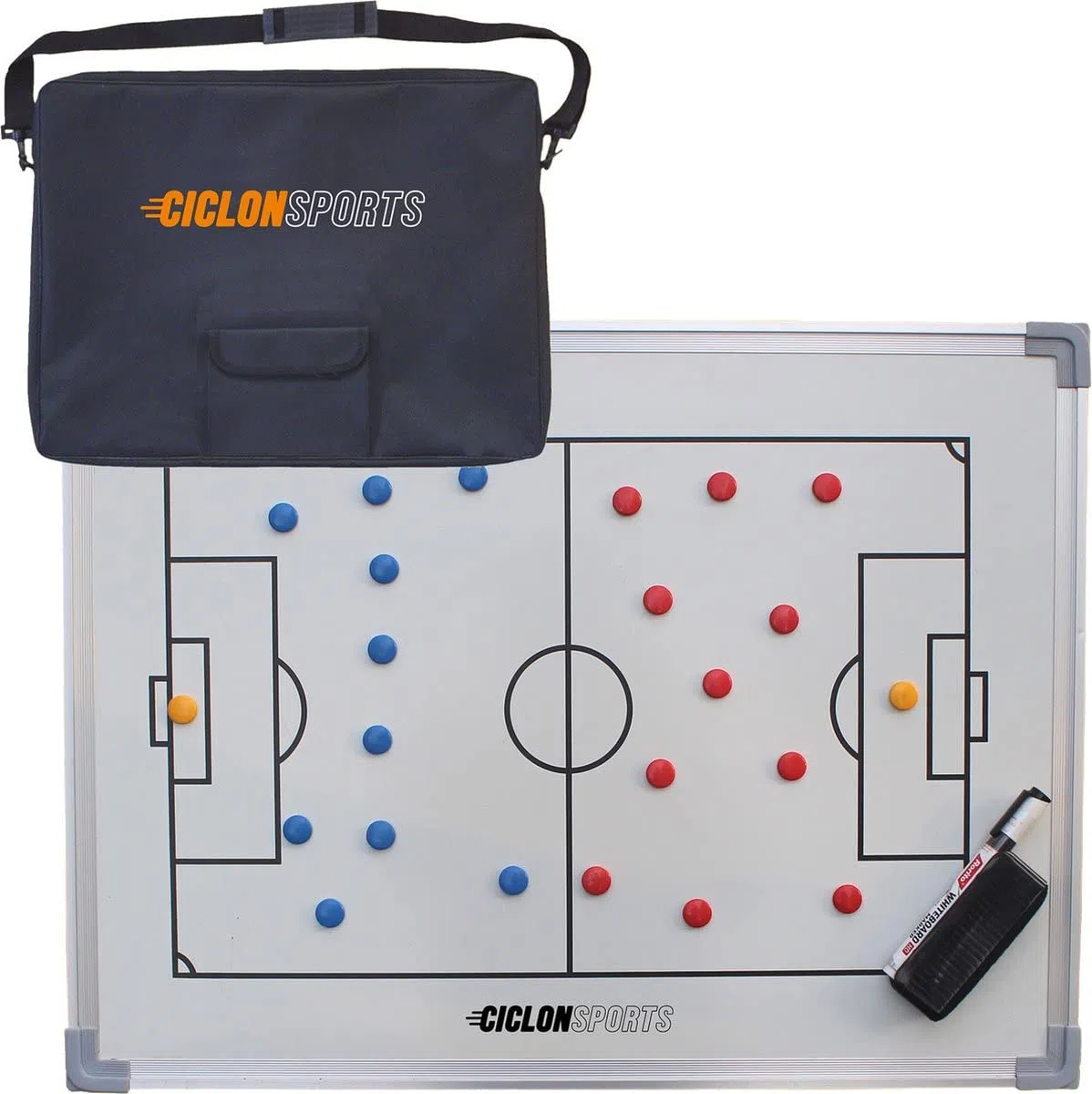 Tavola da tattica calcio | Lavagna magnetica da calcio 60 x 90 cm | Con borsa per il trasporto, magneti e accessori
