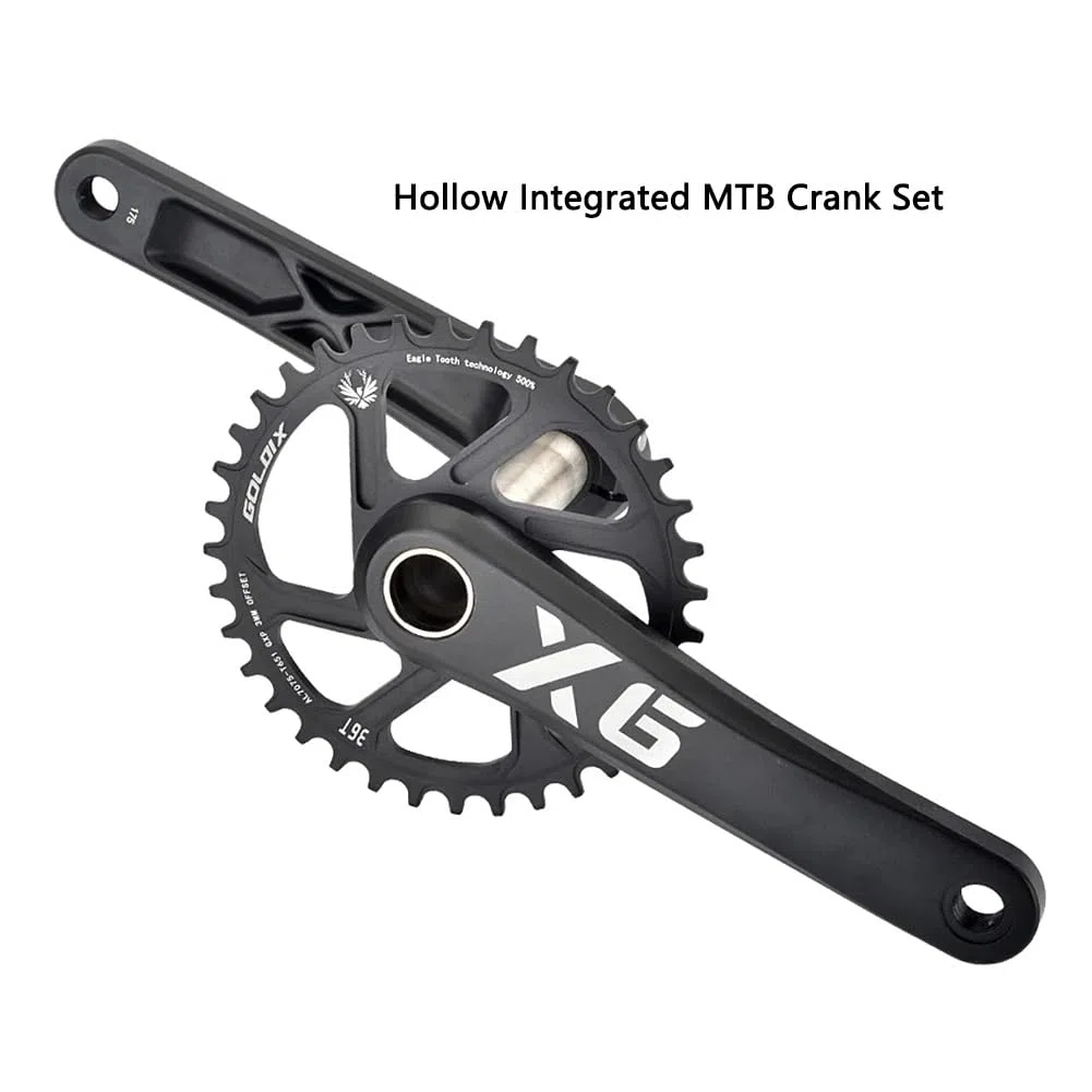Guarnitura per Mountain Bike a velocità Singola 170/175 mm Guarniture 30/32/34/36/38T Corona a Denti Stretti e Larghi Set di pedivelle Integrate Cave con Movimento Centrale BSA Adatto a 9-12