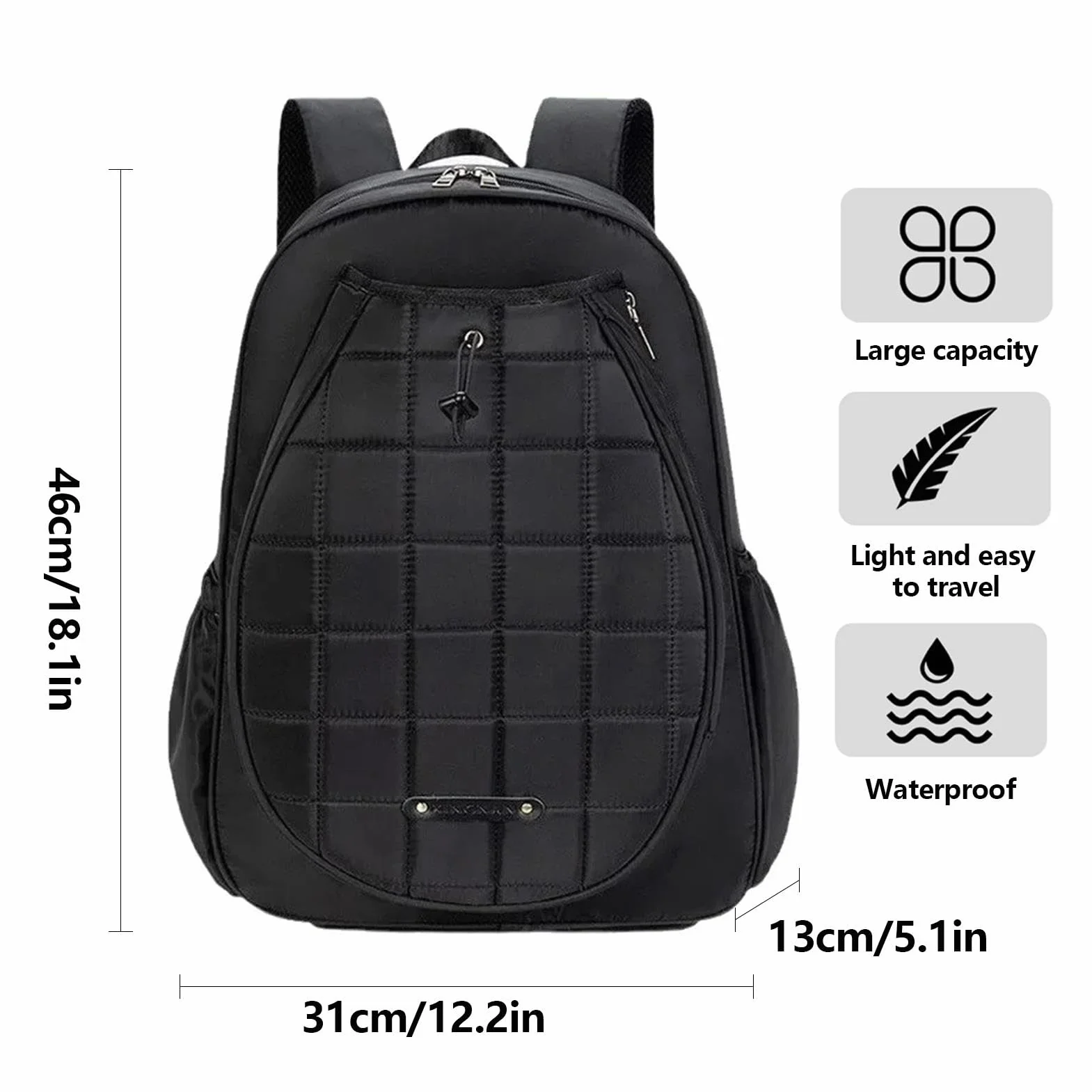 Zaino da tennis per bambini, zaino da tennis da donna, borsa per racchetta sportiva regolabile, borsa per racchette da tennis con grande capacità, borsa da tennis alla moda per bambini, donne e uomini
