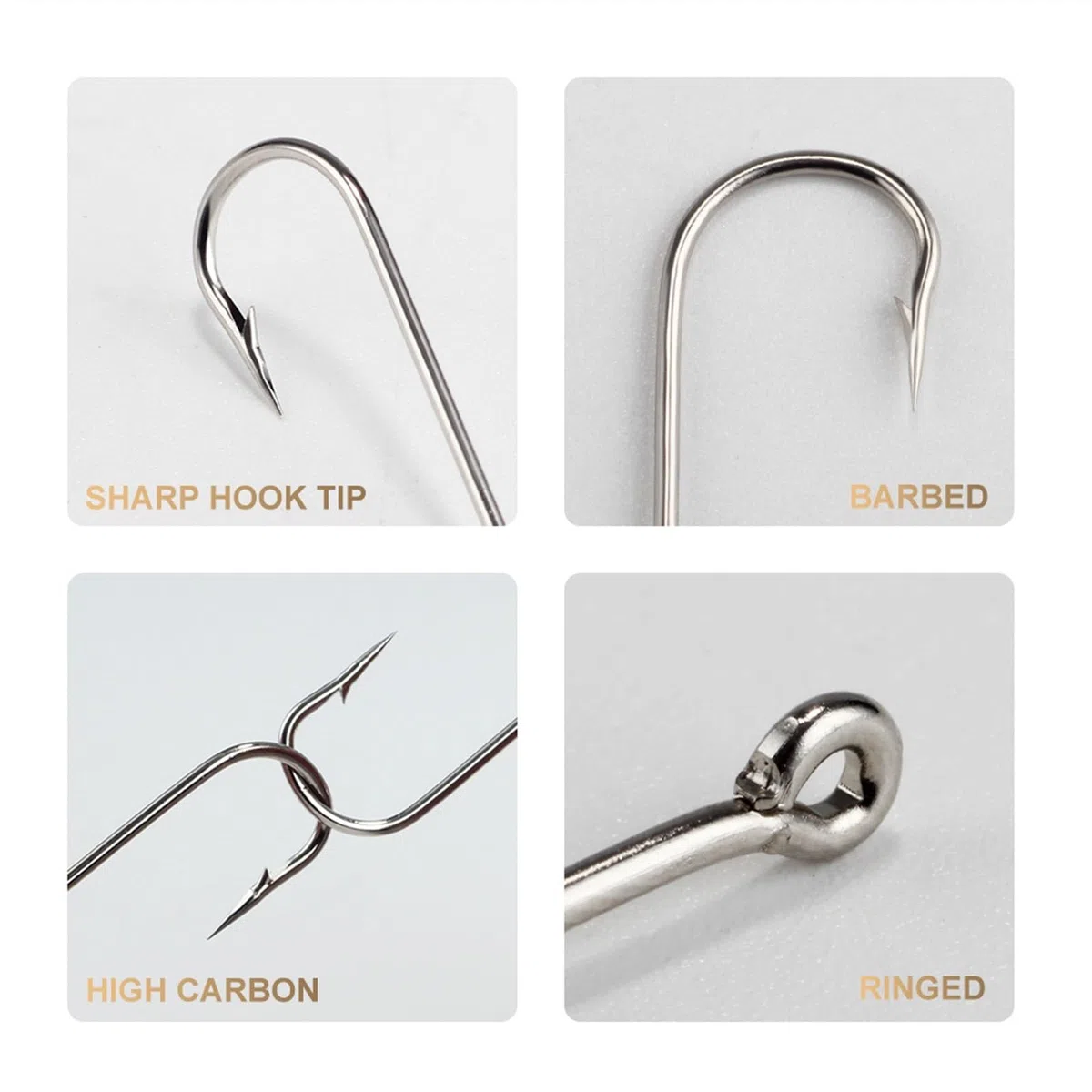 Amo da Pesca Amo da Mare con Anelli Grandi in Nichel Tondo 100 Pezzi/Scatola Ganci for Jigging Carpa Amo Attrezzatura da Pesca 10# -20# Accessori per la Pesca (Color : 15#)