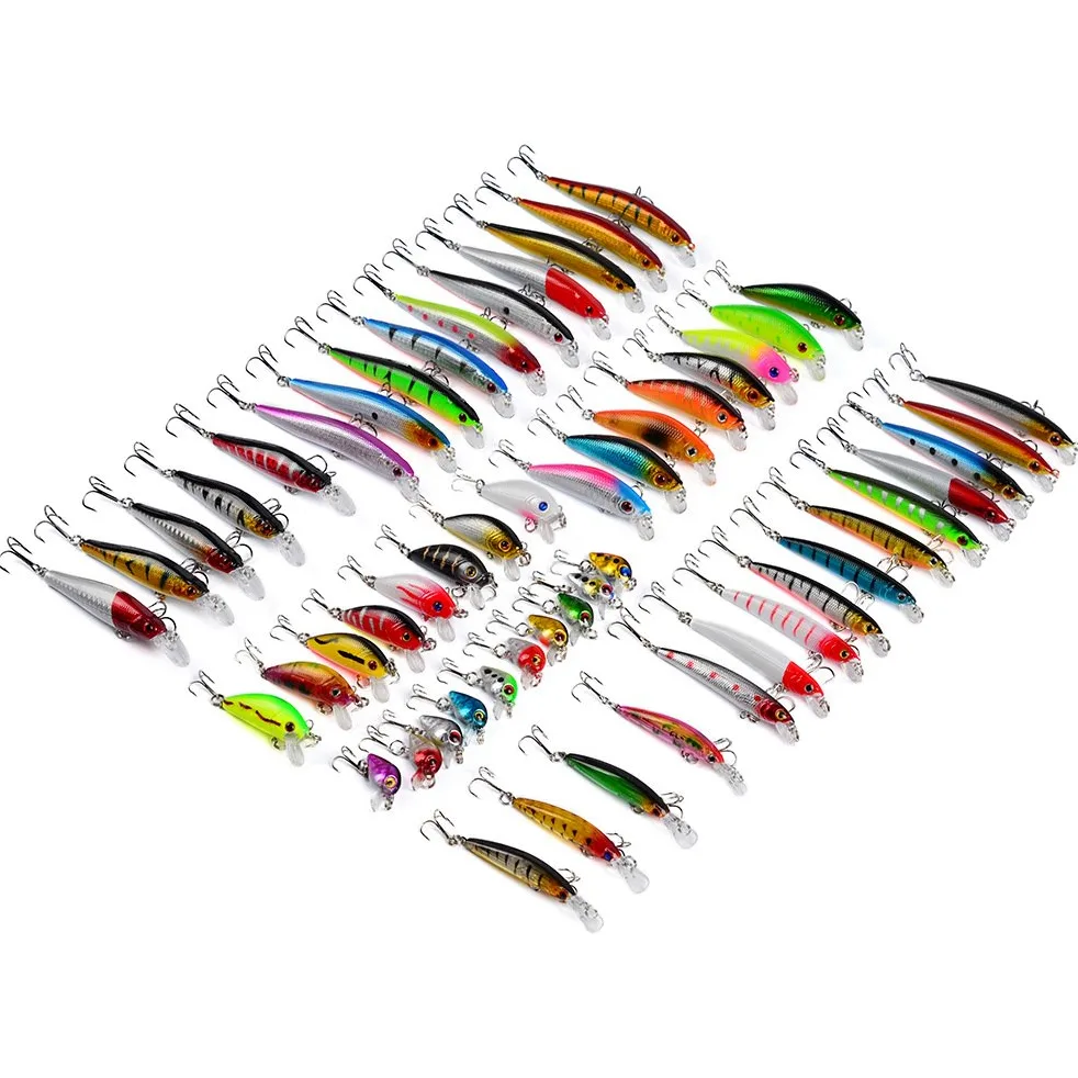 Esche Artificiali Spinning Trota 56 Pezzi Kit di Esche da Pesca - Set di Esche da Pesca Artificiali Spinning Mare Minnow Swimbait da Pesca Artificiale con Crankbaits, Stickbait, Esche Dure