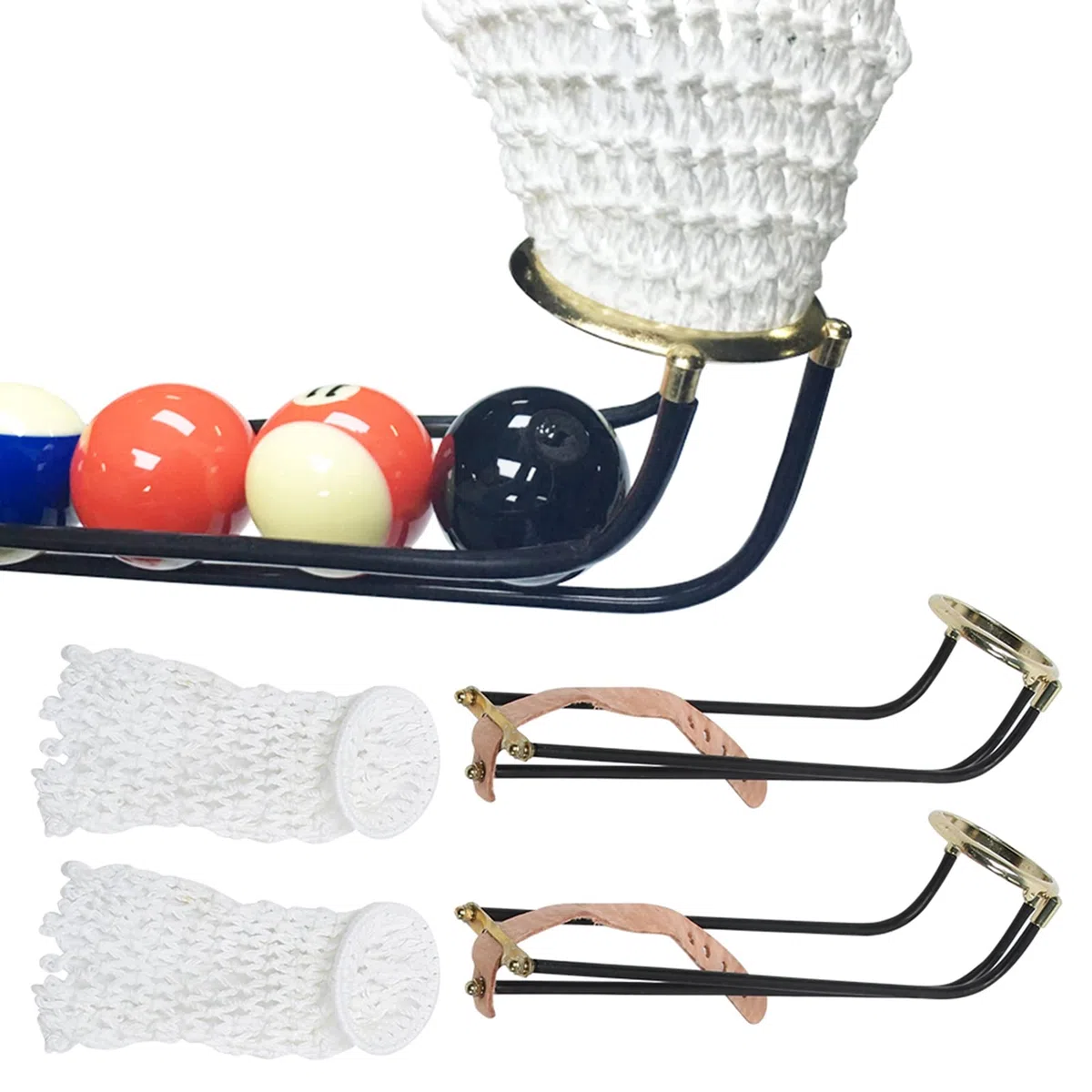 Binario da tavolo da biliardo, confezione da 6 binari tascabili da tavolo da biliardo binario scorrevole con tasche in rete accessori da tavolo da biliardo da biliardo