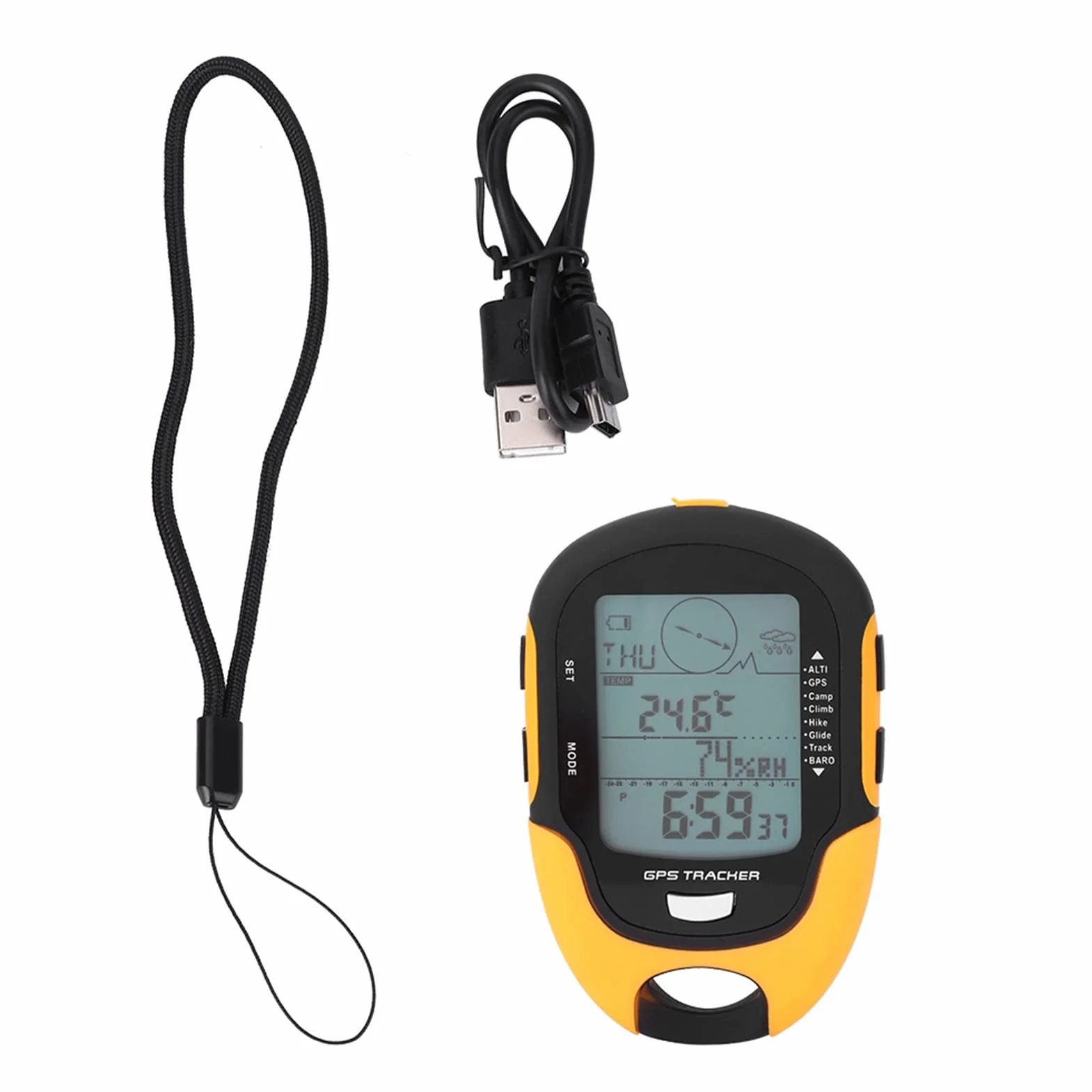RIZGHWOY Ricevitore di Navigazione GPS Preciso Portatile con Altimetro Barometro Digitale Ricaricabile Tramite USB per Gli Appassionati di attività All'aperto