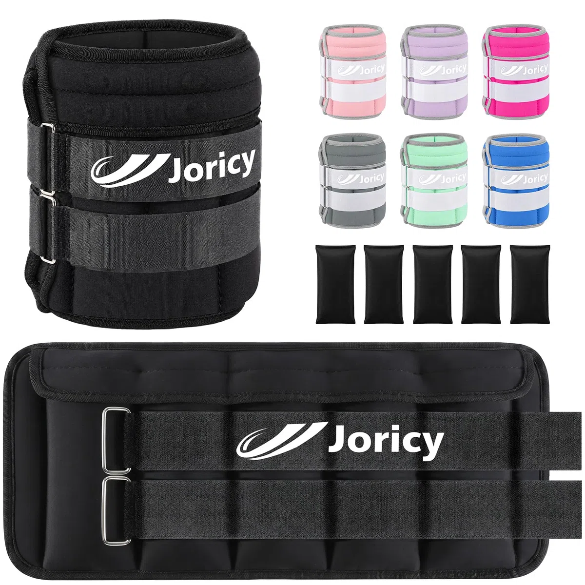 JORICY Peso Caviglia, Pesi per Caviglie, Pesi Regolabili da 2 3 4 5 6 7 8 10 kg 1 Paio Cavigliere Pesi per Fitness, Jogging, Esercizio Fisico, Passeggiate, Ginnastica, Aerobica, Palestra