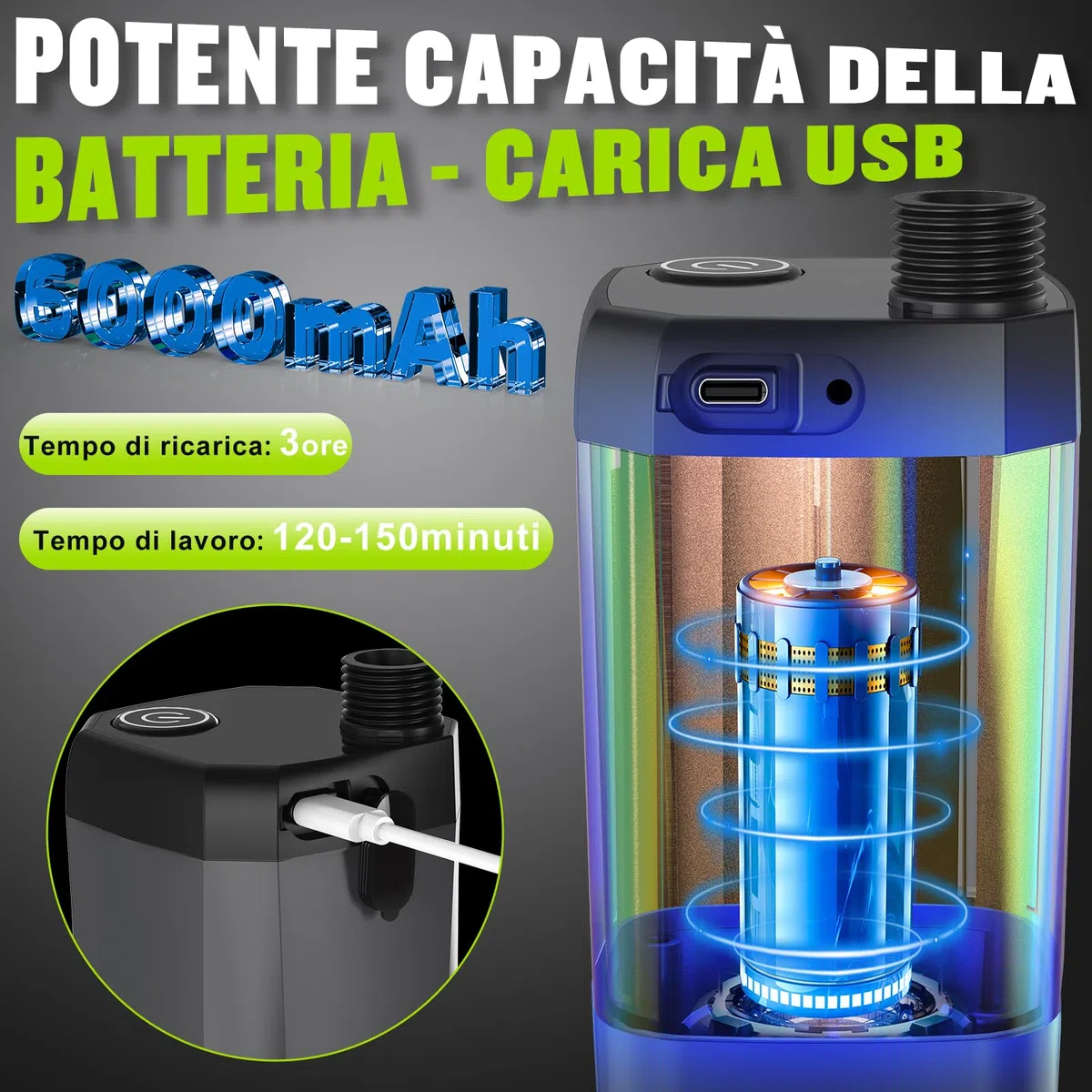 Spopal Doccia da Campeggio, [Ricaricabile 6000mAh] Doccia Portatile Campeggio, Doccia Campeggio con Display di Temperatura e Potenza, Doccia Esterna per Spiaggia, Auto, Giardino, Animali