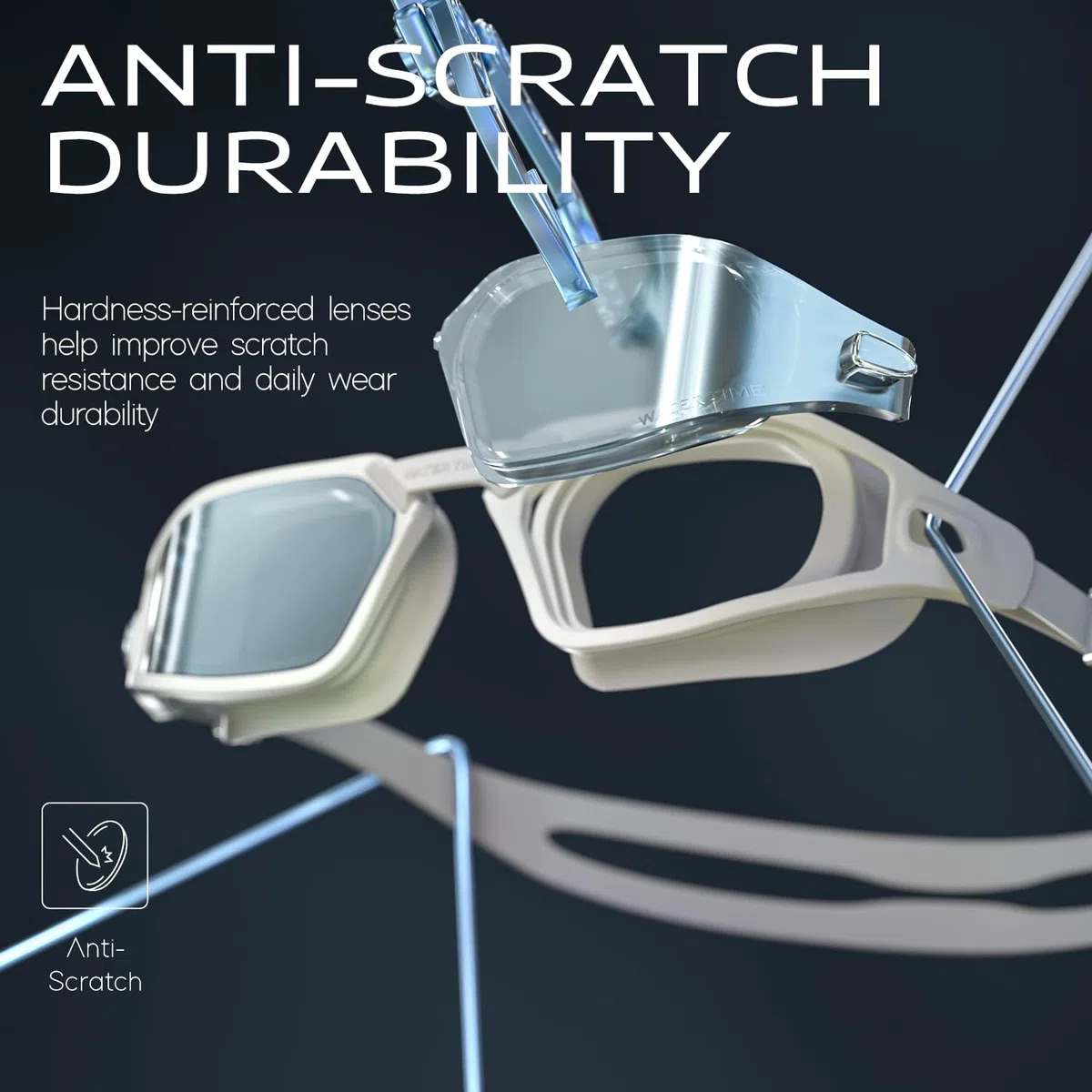 Occhialini da nuoto polarizzati unisex, per donne, uomini, ragazzi, ragazze, 100% anti-appannamento e anti-UV, occhiali alla moda (bianco)