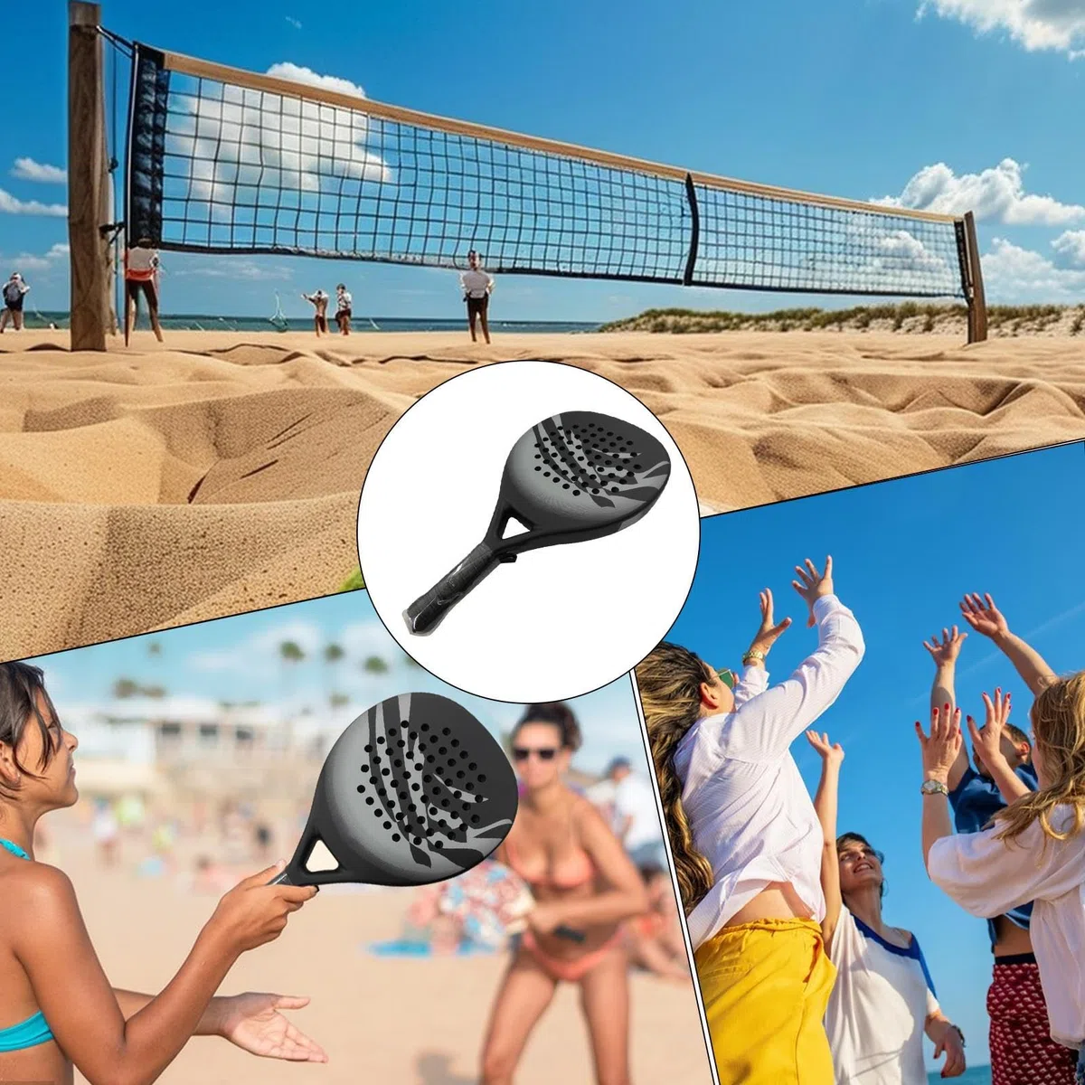 Racchette Da Paddle Tennis Leggero Portatile Antiurto Ergonomico | Racchetta da spiaggia in fibra di carbonio Per Esterno Uomo Donna Principianti Esperti