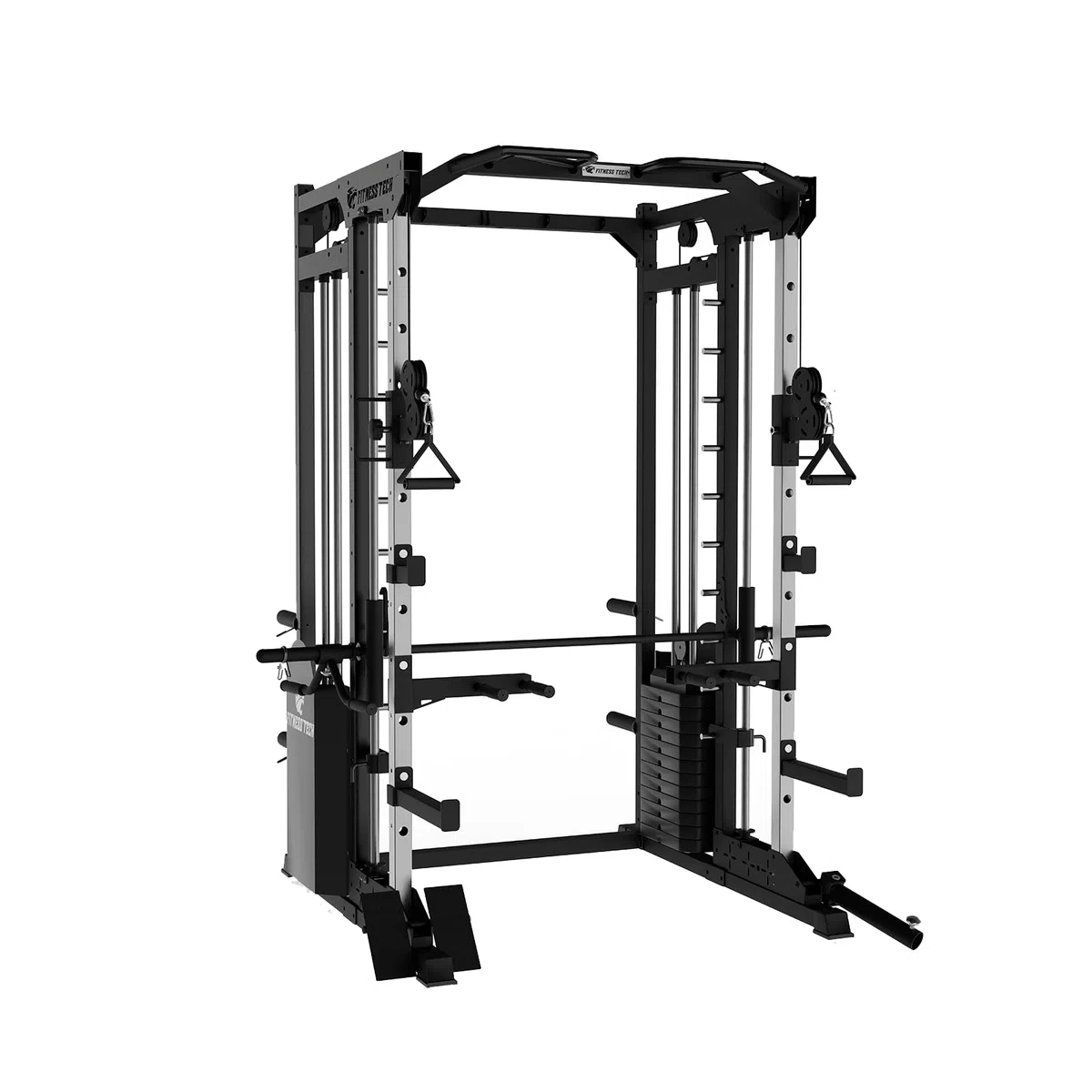 Multistazione Palestra Home Gym Smith Machine S8000 150 kg con 2 Torri Pesi | Macchina Palestra Multifunzione con Lat Machine, Pulegge 2:1 e Barra Guidata