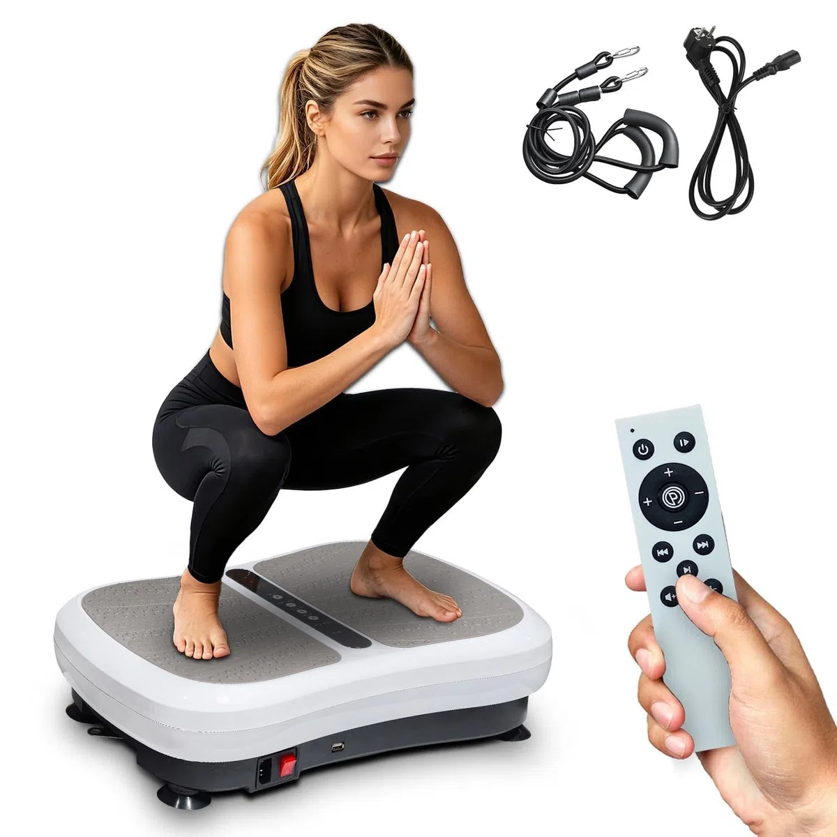 Piastra vibrante, per sport a casa, 99 livelli di intensità, 5 programmi di allenamento, tavola vibrante per allenamento di tutto il corpo, costruzione muscolare, altoparlante Bluetooth, portata 130