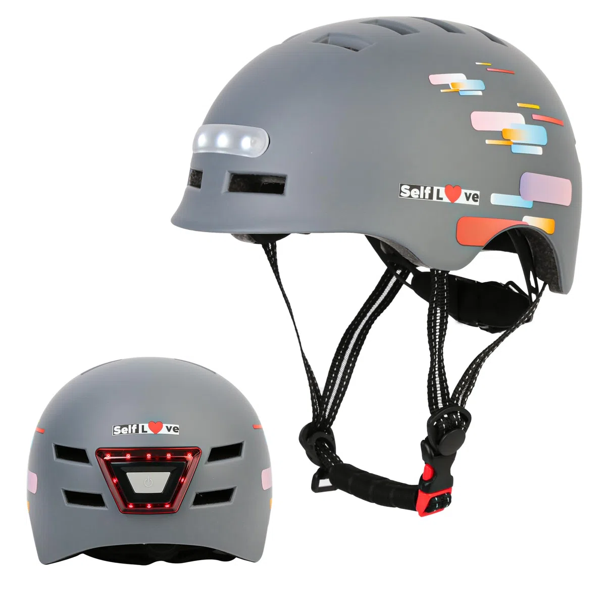 Casco da bici con faro a LED integrato e casco da ciclismo leggero fanale posteriore per uomini e donne adulti