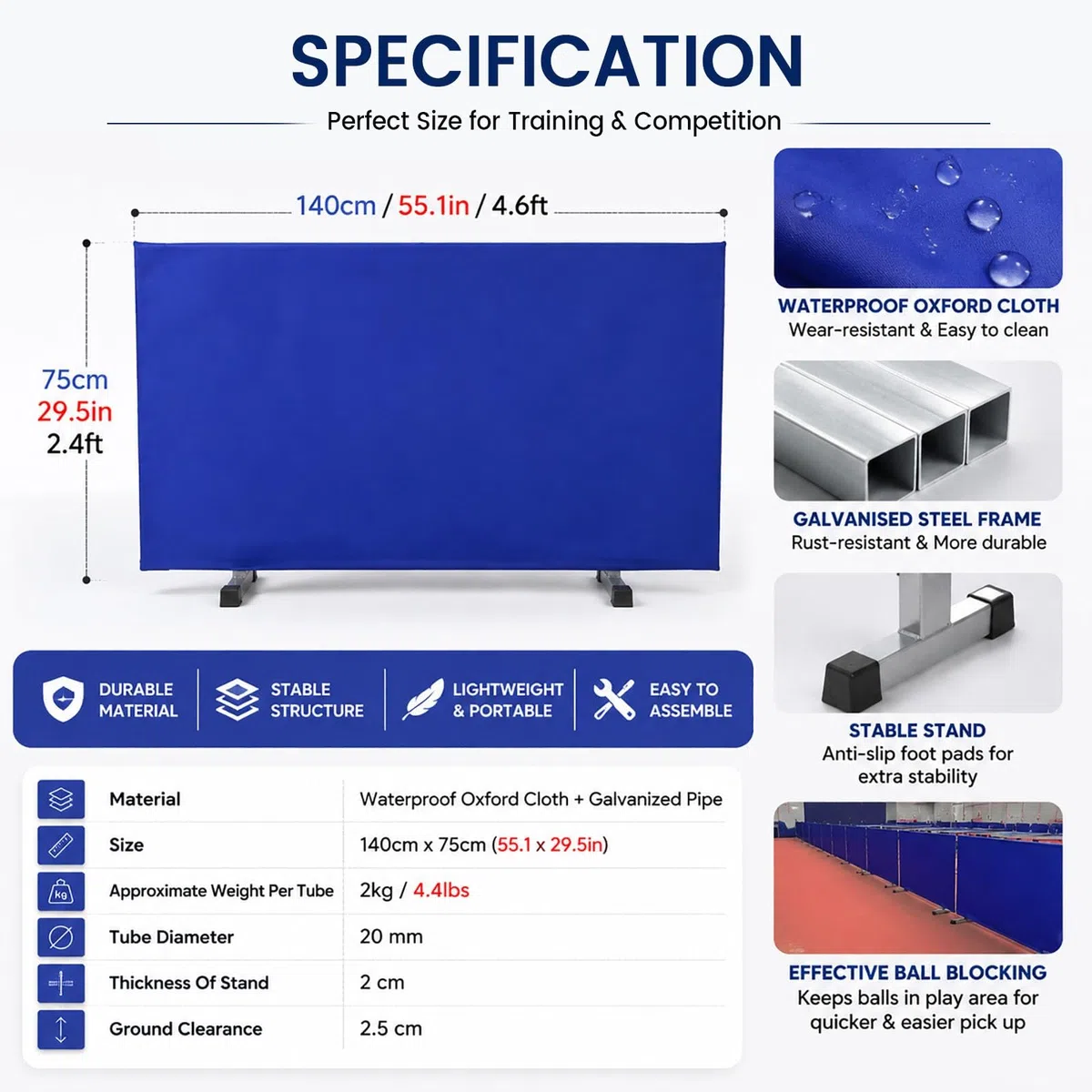 JYHHCYS Barriera Tennistavolo Separatore Palline Ping Pong | Divisorio Stabile Per Campo Da Ping Pong Per Uso In Allenamento, Pieghevole