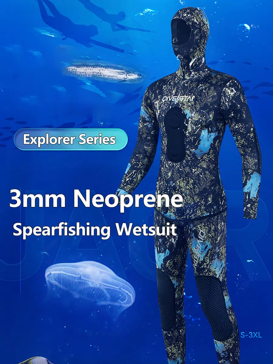Muta da Pesca in Apnea in Neoprene da 3Mm, 2 Pezzi, Muta da Immersione Mimetica La Cui Colorazione può Variare in Base All'ambiente per Il Nuoto in Acque Fresche E Il Nuoto Subacqueo