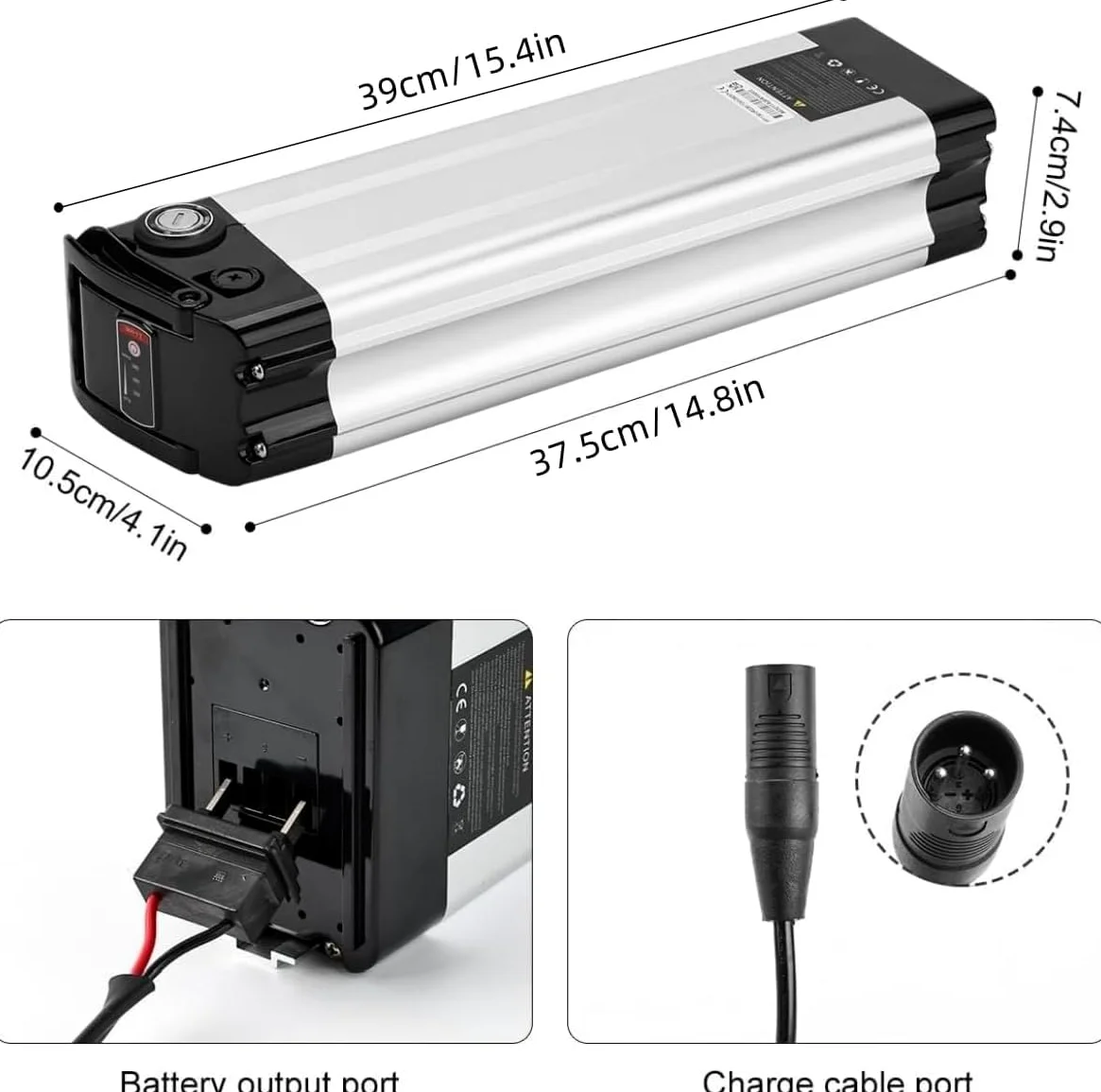 Batteria per Bici Elettrica Pieghevole Pedelec 36V (2 Pin, Ampere/ore, 15) | Batterie Ioni Litio Ebike Impermeabile Removibile