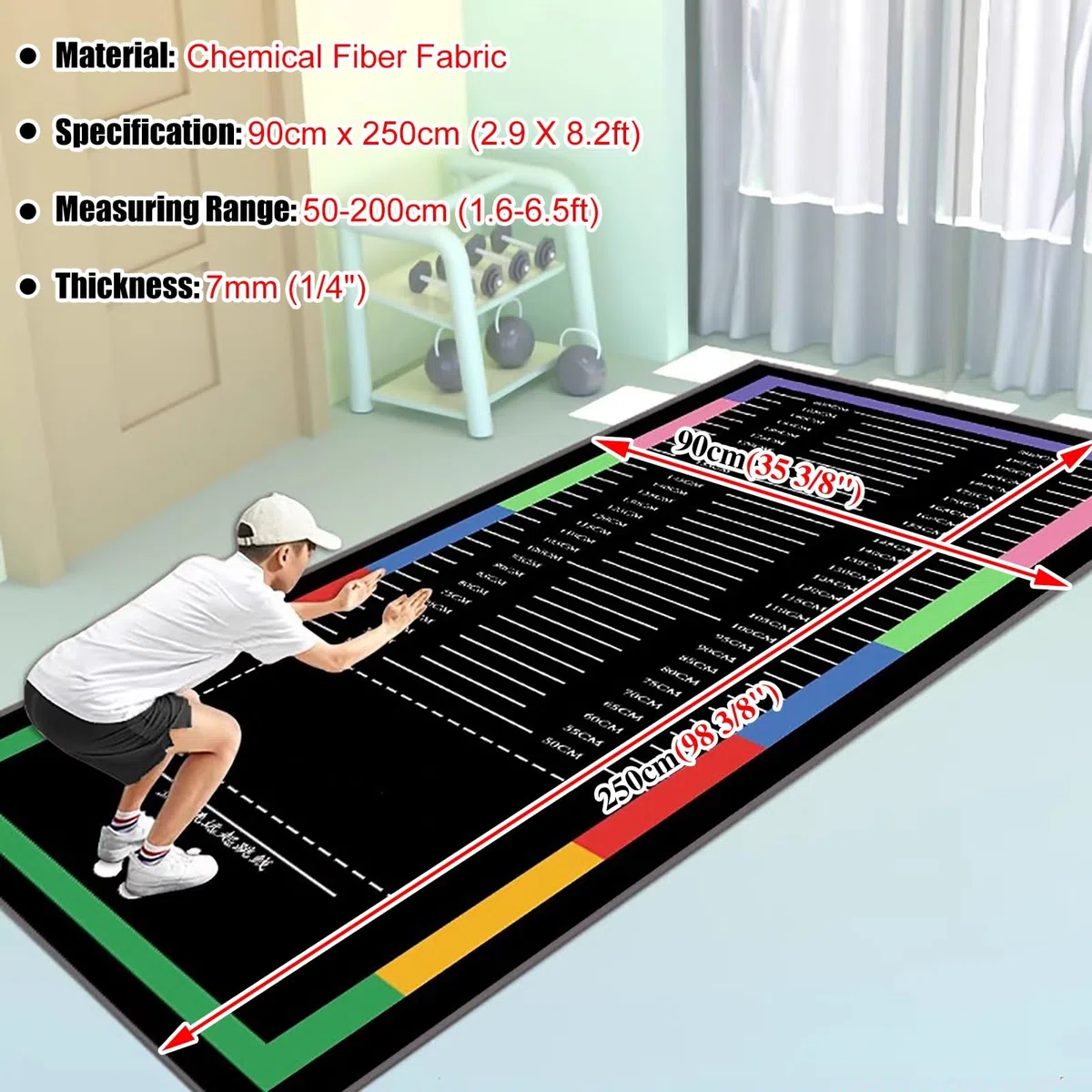 Tappetino di misurazione per salto lungo per palestra indoor allenamenti a casa allenamento scolastico fitness stretching prestazioni atletiche durevole tappetino per esercizi
