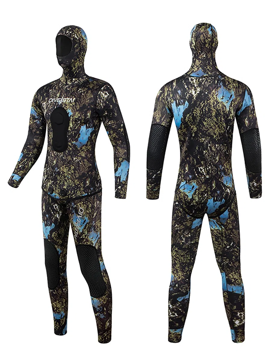 Muta da Pesca in Apnea in Neoprene da 3Mm, 2 Pezzi, Muta da Immersione Mimetica La Cui Colorazione può Variare in Base All'ambiente per Il Nuoto in Acque Fresche E Il Nuoto Subacqueo