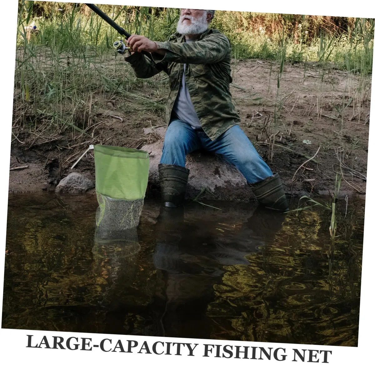 Nassa da Pesca Pieghevole 2 Pezzi in Nylon Verde per Pesca | Portatile e Pratica, Facile da Riporre, Design Pieghevole Compatto, Set da 2 Pezzi