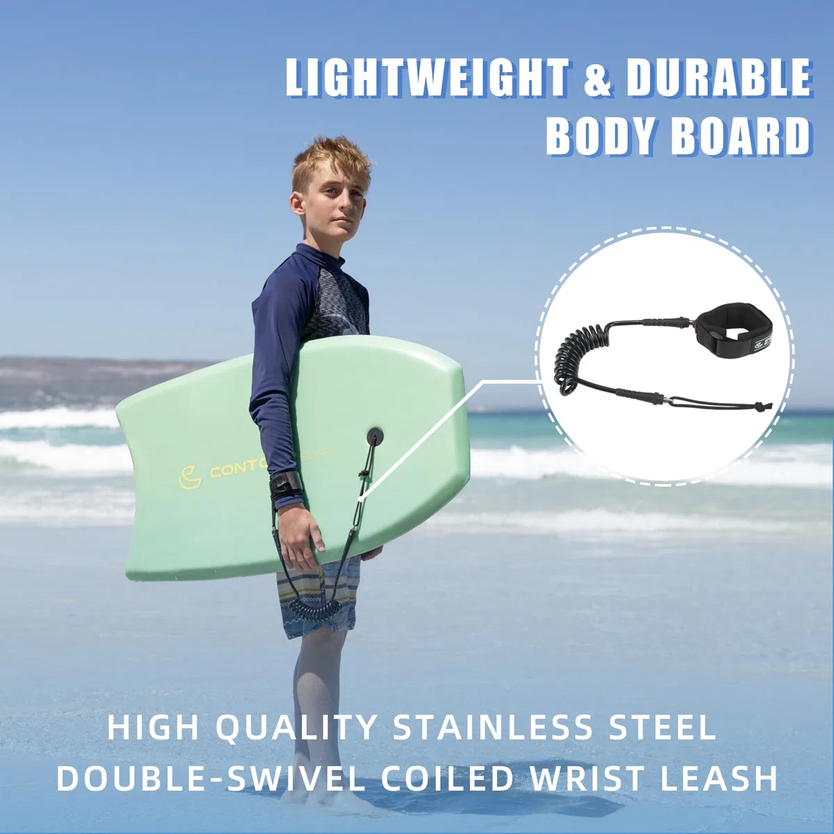 Reed Body Board 83 cm Bodyboard per spiaggia bambini leggero EPS Core doppio canale doppio girevole guinzaglio da polso a spirale per tutti i livelli di surf