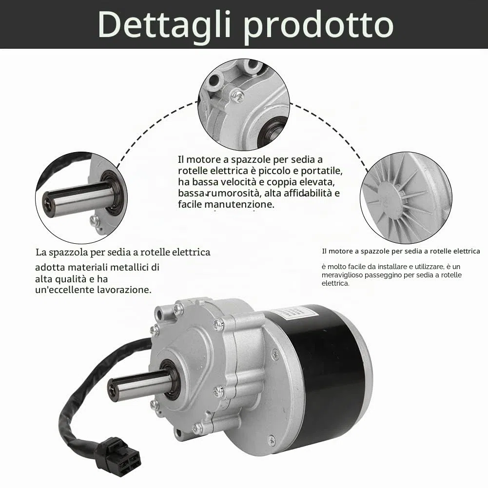 Motore della Spazzola, Alta coppia, performanza elevata, 75r/Min 24V 250W, per sedie a rotelle elettriche, scooter elettrici, mobili a rotelle