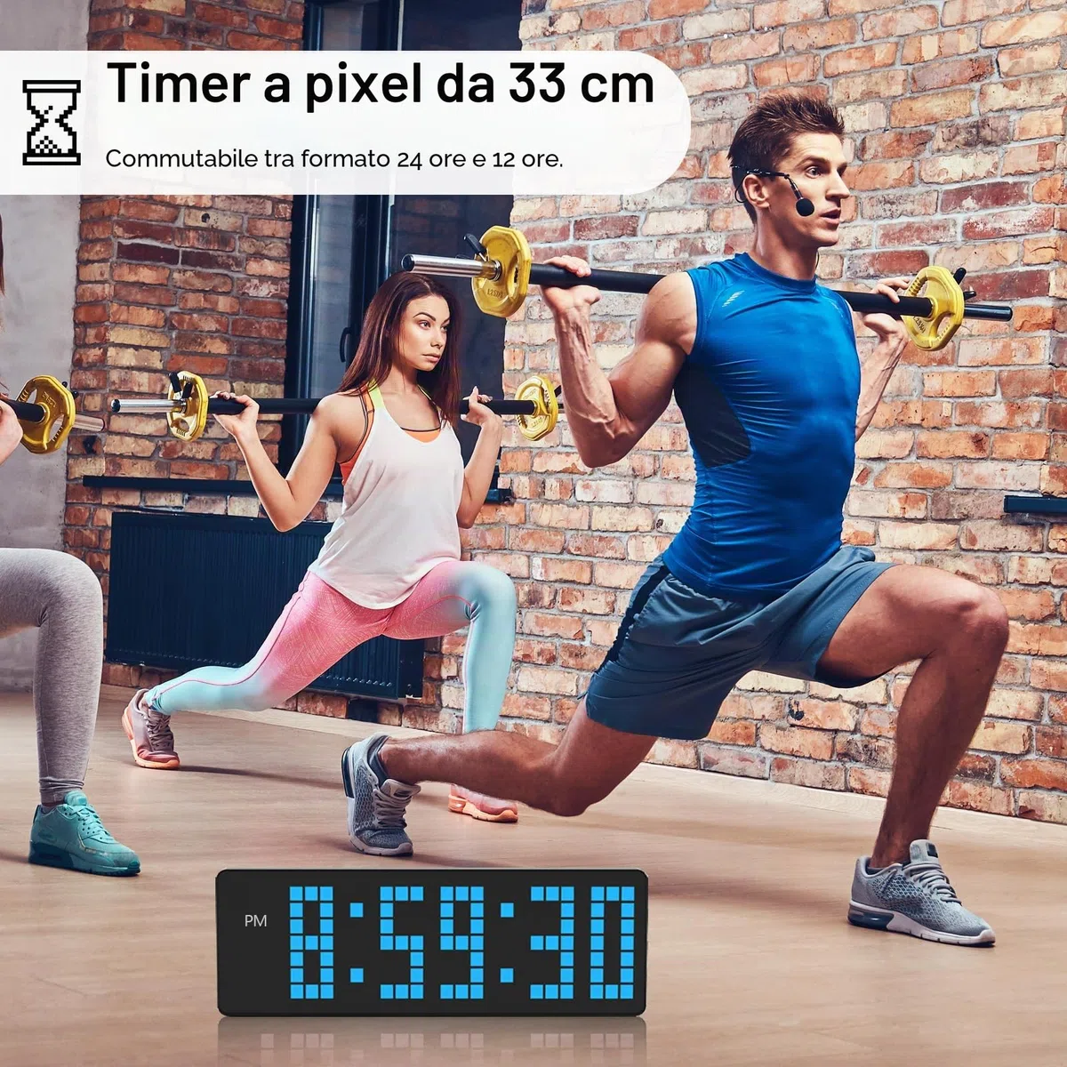 Timer Palestra, Orologio Palestra Digitale da 13,2" LED Orologio da Parete Digitale Grande con Conto alla Rovescia/Cronometro per Allenamento per Uso Interno ed Esterno Casa Esercizi Sportivi (Blu)