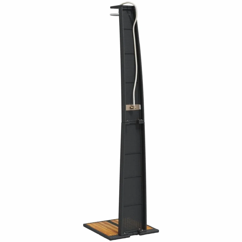 Generico Doccia da Esterno Nera 55x60x224cm in Polyrattan e Legno Acacia,Black,10kg,368209