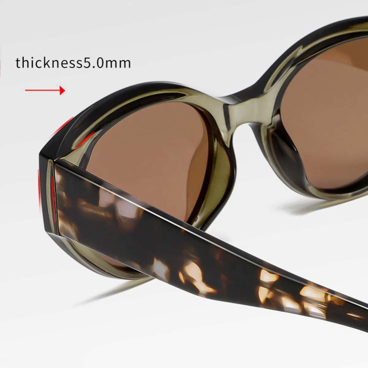 Occhiali da sole Cat Eye polarizzati con montatura femminile in acetato, occhiali da sole alla moda per donna, verde marrone