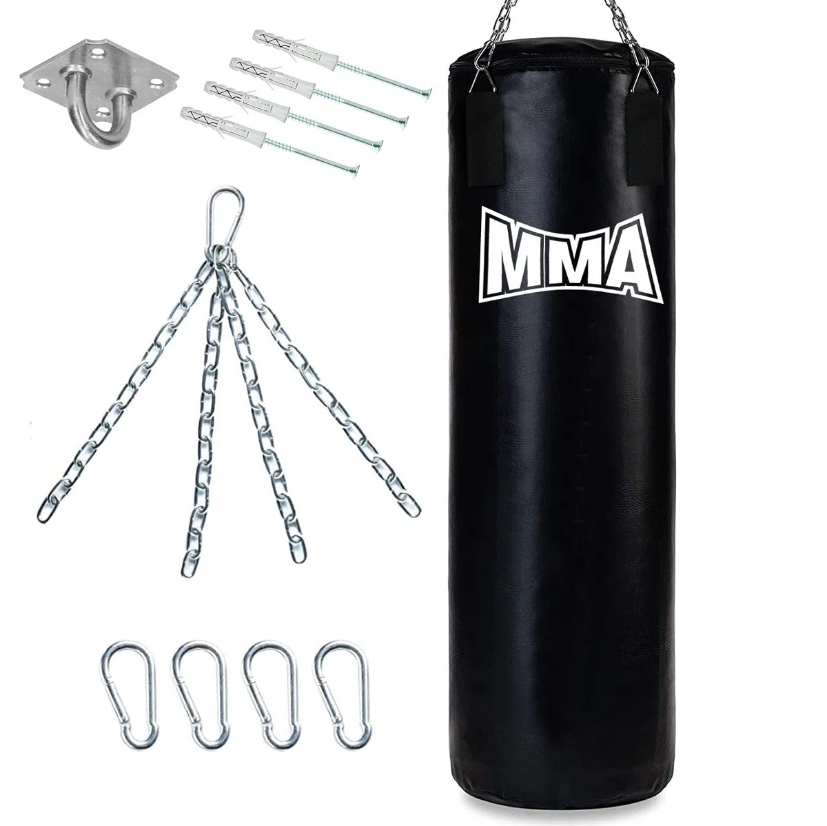 Sacco da boxe MMA 160x35 CM da Appendere Sacchi Duri Carichi Pesanti con Catene Attrezzatura per l'addestramento del gancio con riempitivo pesante ecologico [137]
