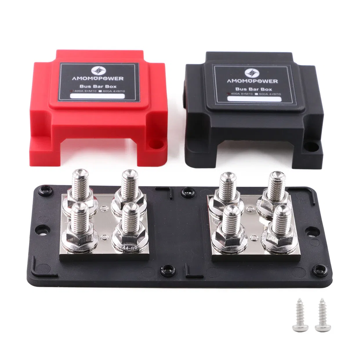 Bus Bar Rame Barra di bus 12V-48V CC 400A con terminali per perni 8xM10 Blocco di distribuzione dell'alimentazione Batteria per Heavy Duty Busbar 400 Amp per Auto Marina Barca RV Solare