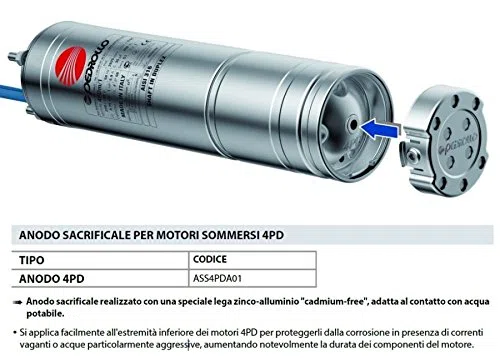 Anodo sacrificale Zinco Alluminio ANTI CORROSIONE motore sommerso 4PD Pedrollo