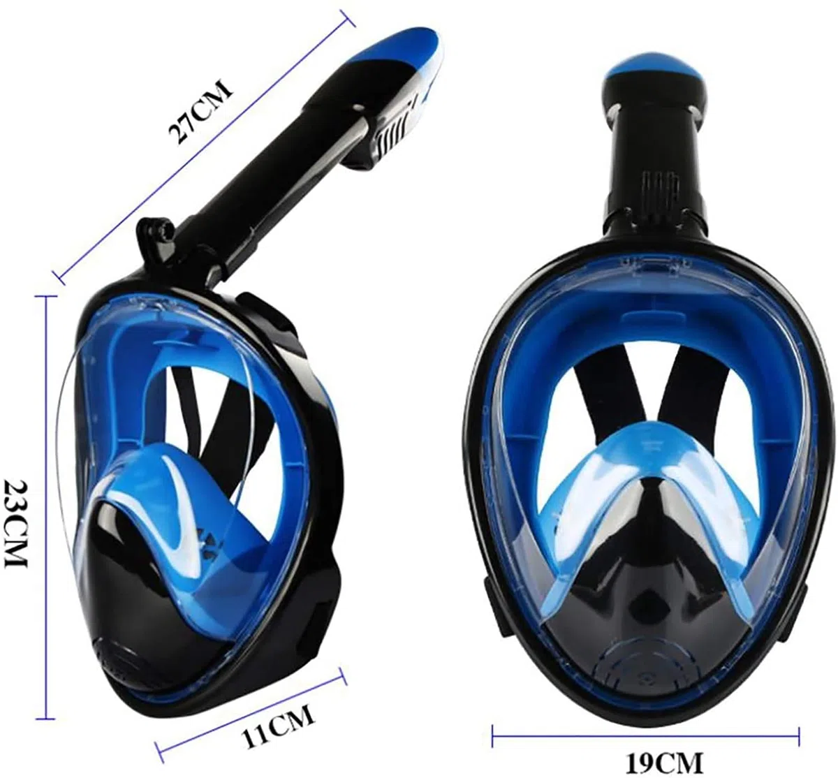 Maschera da Snorkeling Integrale, Maschere da Sub, Attrezzatura Subacquea Antiappannamento, Attrezzatura per Snorkeling E Nuoto per Adulti E Bambini.（N40 Flat Black-S/M）