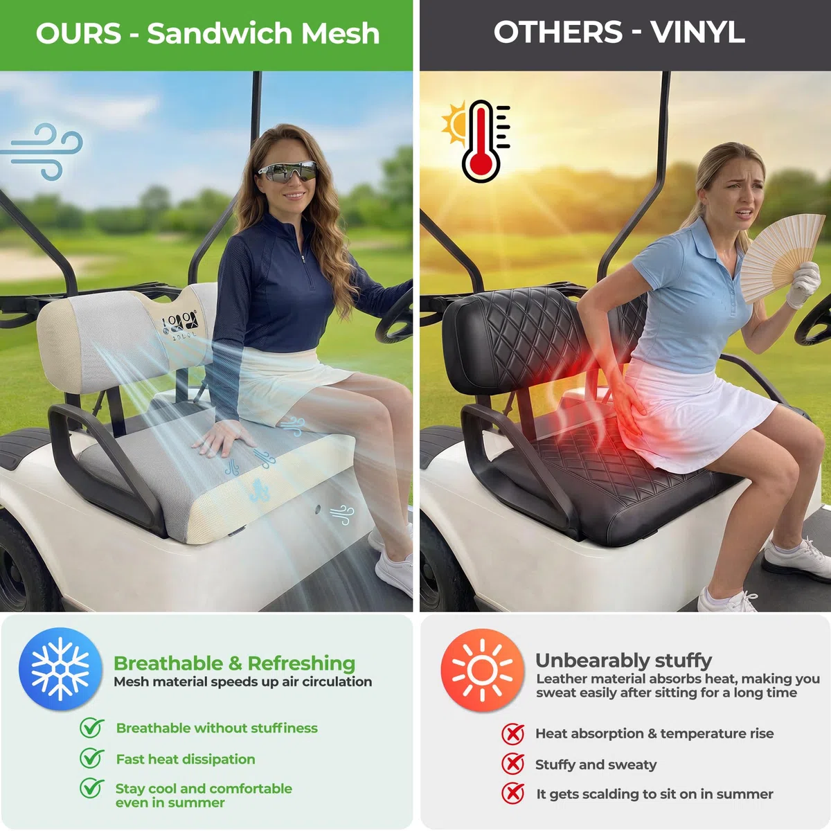 10L0L Coprisedili universali per golf cart vestire il vecchio golf cart durevole materiale traspirante si adatta come un guanto per EZGO TXT RXV Club Car DS, facile da installare