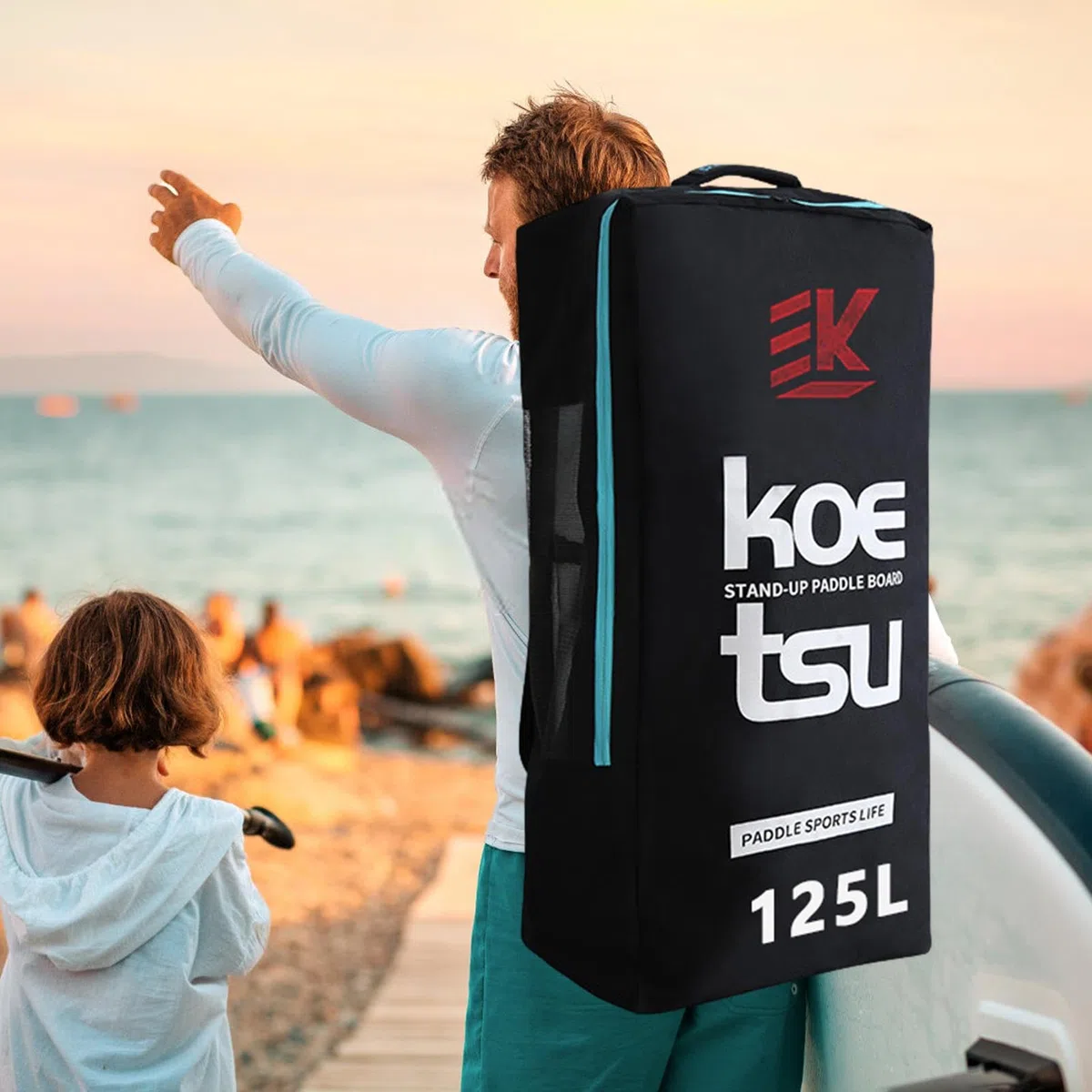 Generisch Borsa da trasporto per tavole da paddle – Borsa gonfiabile per zaino da 125 l, borsa per il trasporto per la tavola S-Up, zaino robusto per le tavole da paddle, kayak