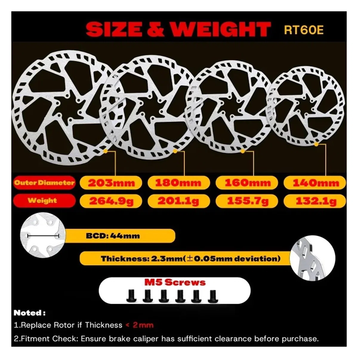 Disco freno bici 140/160/180/203/220mm bicicletta in acciaio inossidabile | Parti della bicicletta del rotore del freno a disco for mountain bike