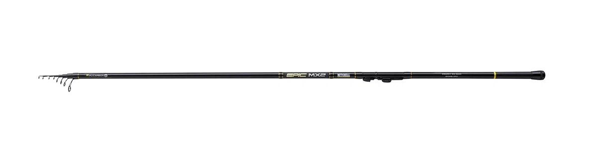 Mitchell Epic MX2 Bombard Canna da pesca | Canna da lancio leggera a lunga distanza per il mare e l'acqua dolce | Ideale per la pesca allo sgombro, alla spigola e luccio | Nero/Oro, 3,9 m | 20-60g
