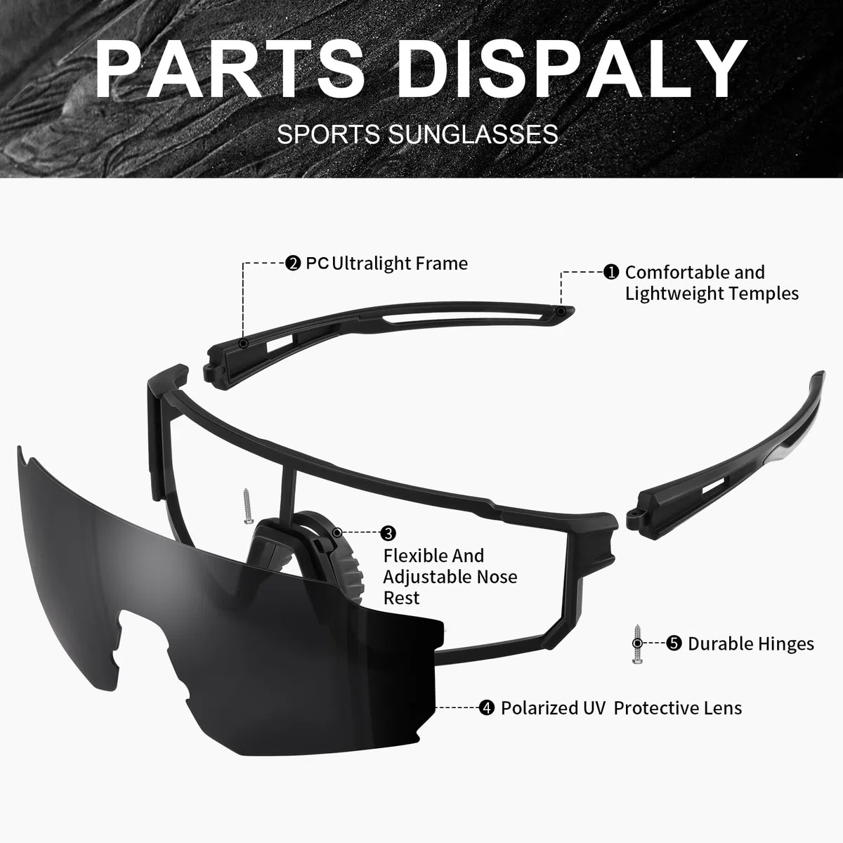 Occhiali da sole sportivi polarizzati per uomo e donna, pesca, ciclismo, mountain bike, baseball, protezione UV